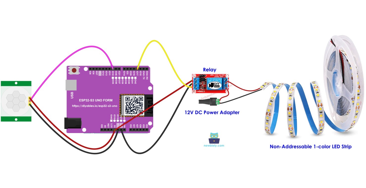 ESP32 S3 Uno motion sensor LED strip