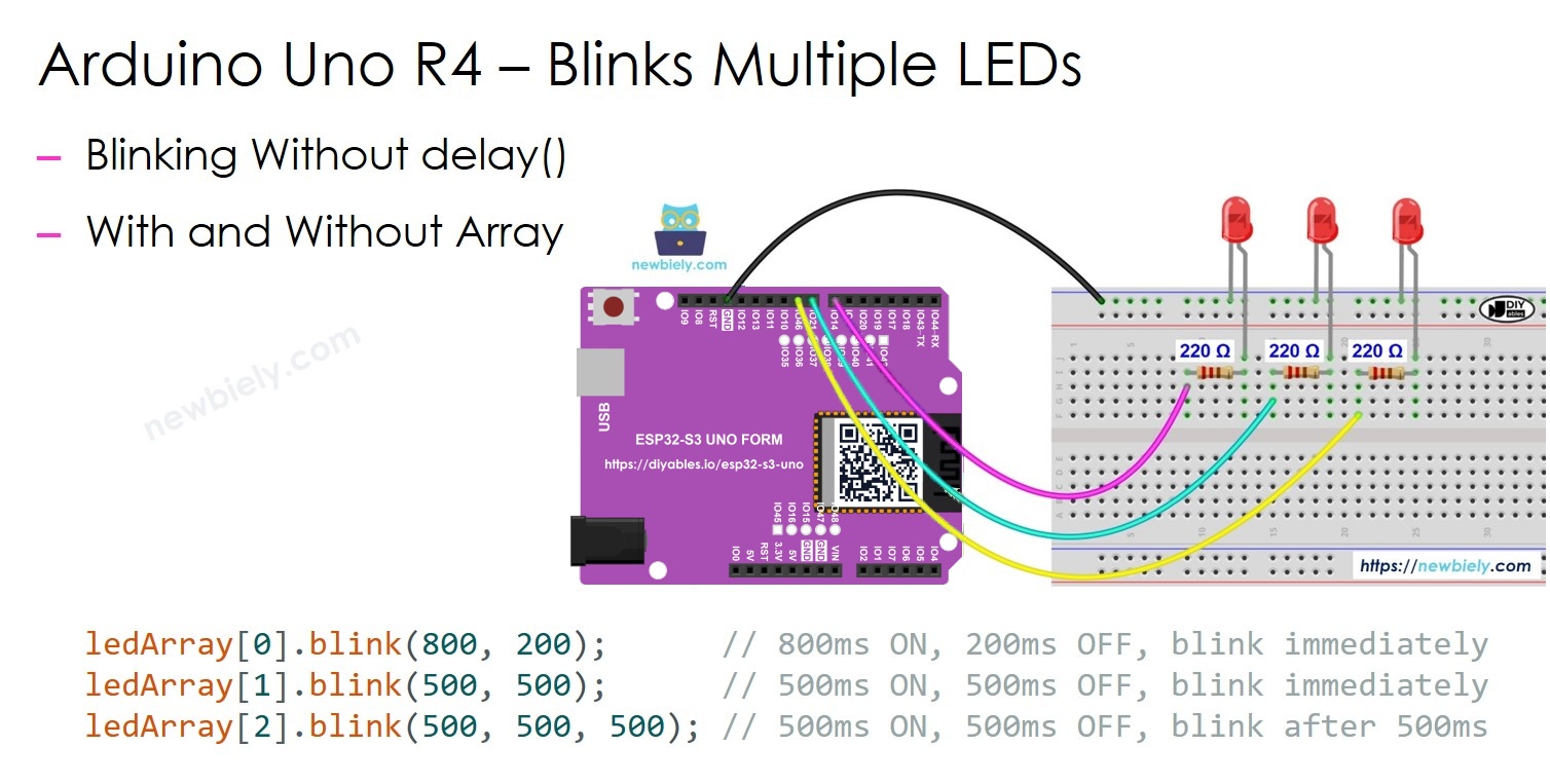 ESP32 S3 Uno blink multiple LED