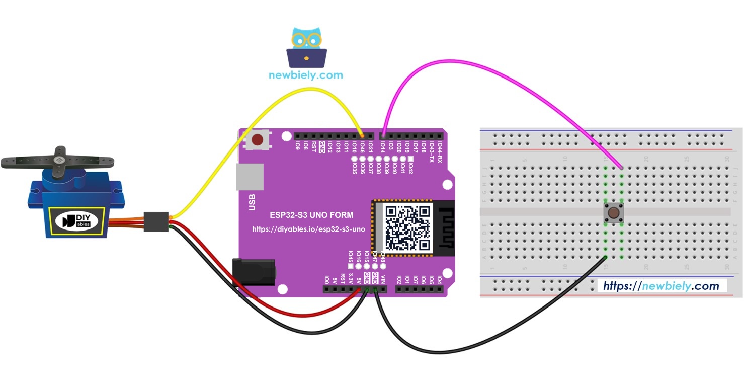 ESP32 S3 Uno button servo motor