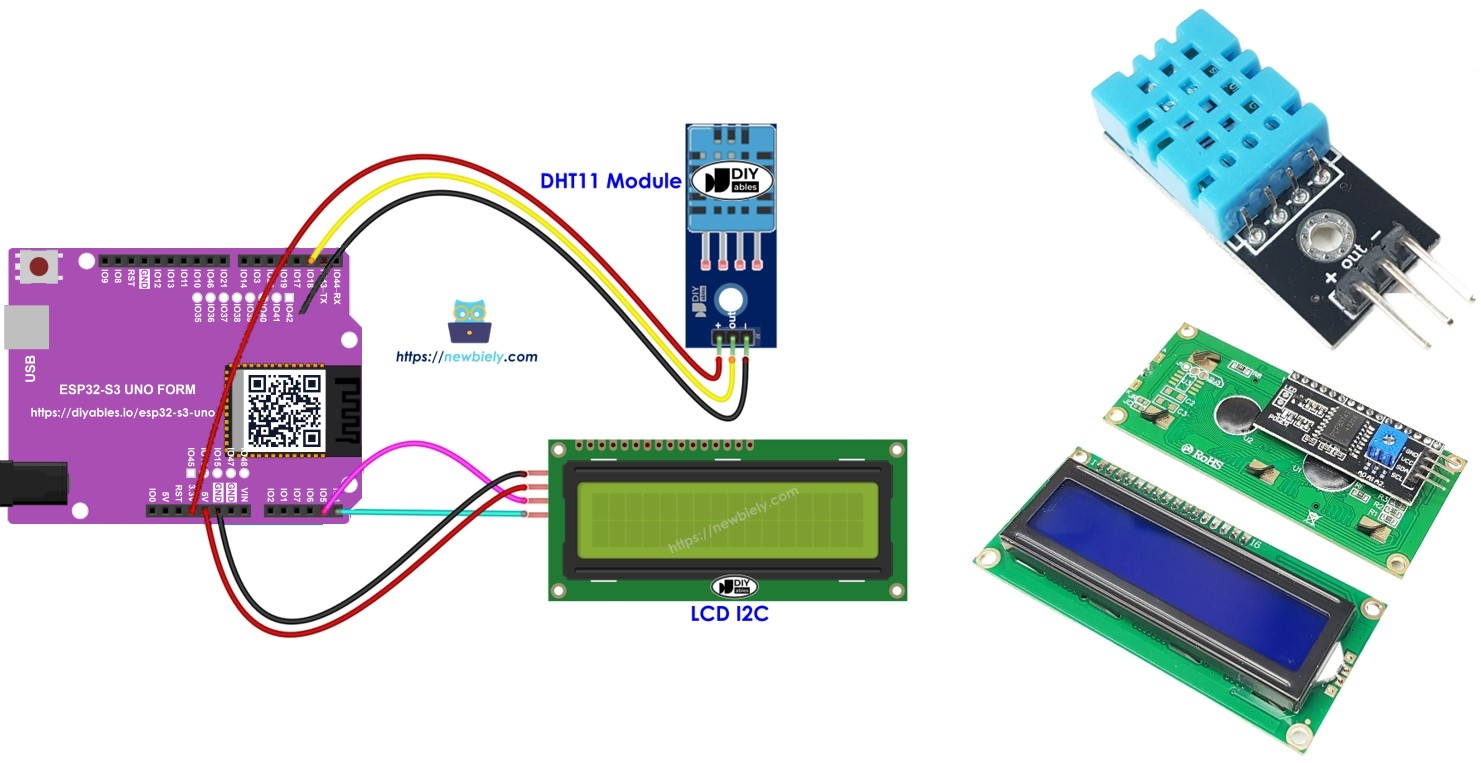 ESP32 S3 Uno DHT11 LCD
