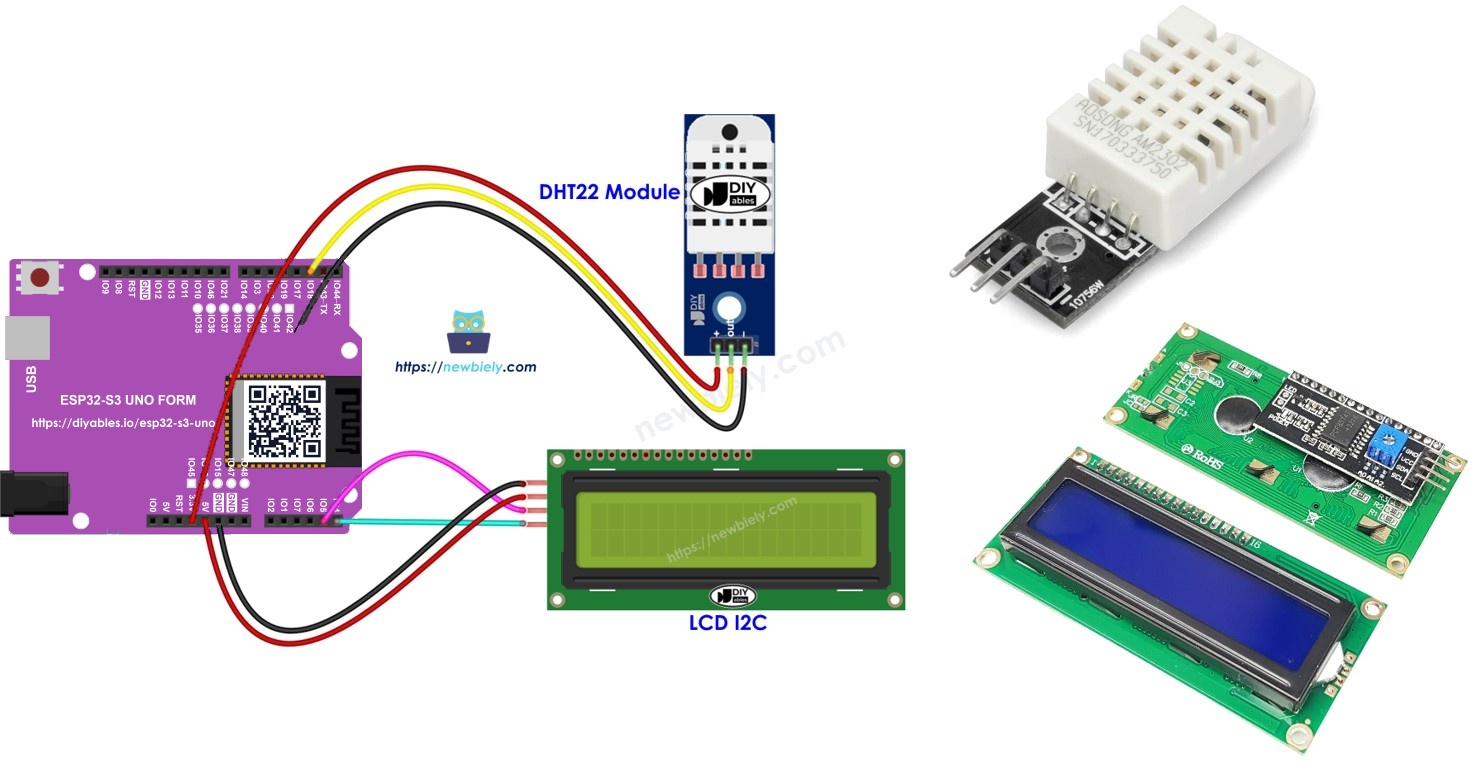 ESP32 S3 Uno DHT22 LCD