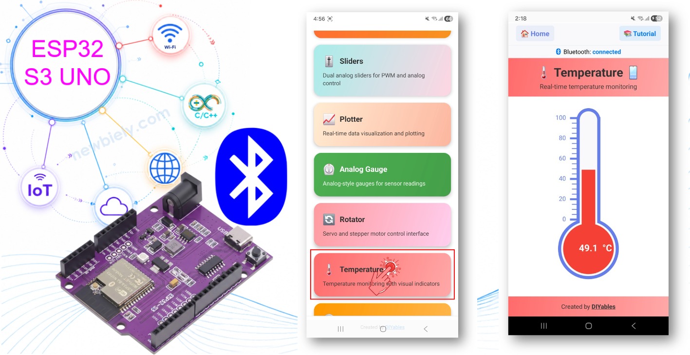 ESP32 S3 Uno Bluetooth temperature
