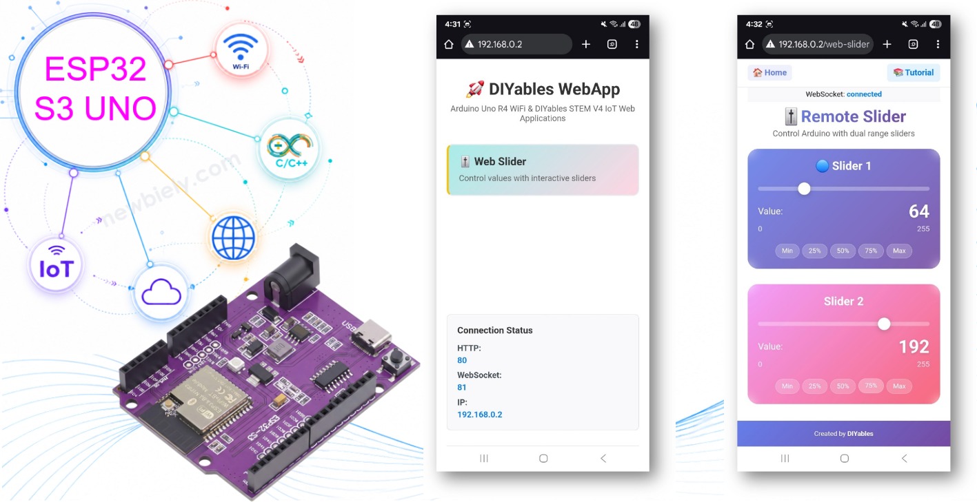 ESP32 S3 Uno web slider