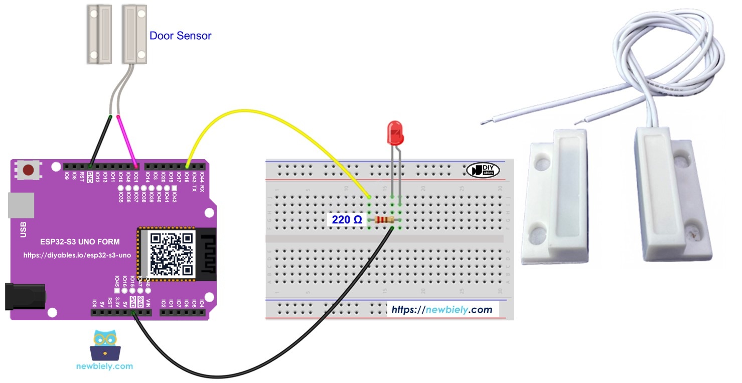 ESP32 S3 Uno door sensor LED