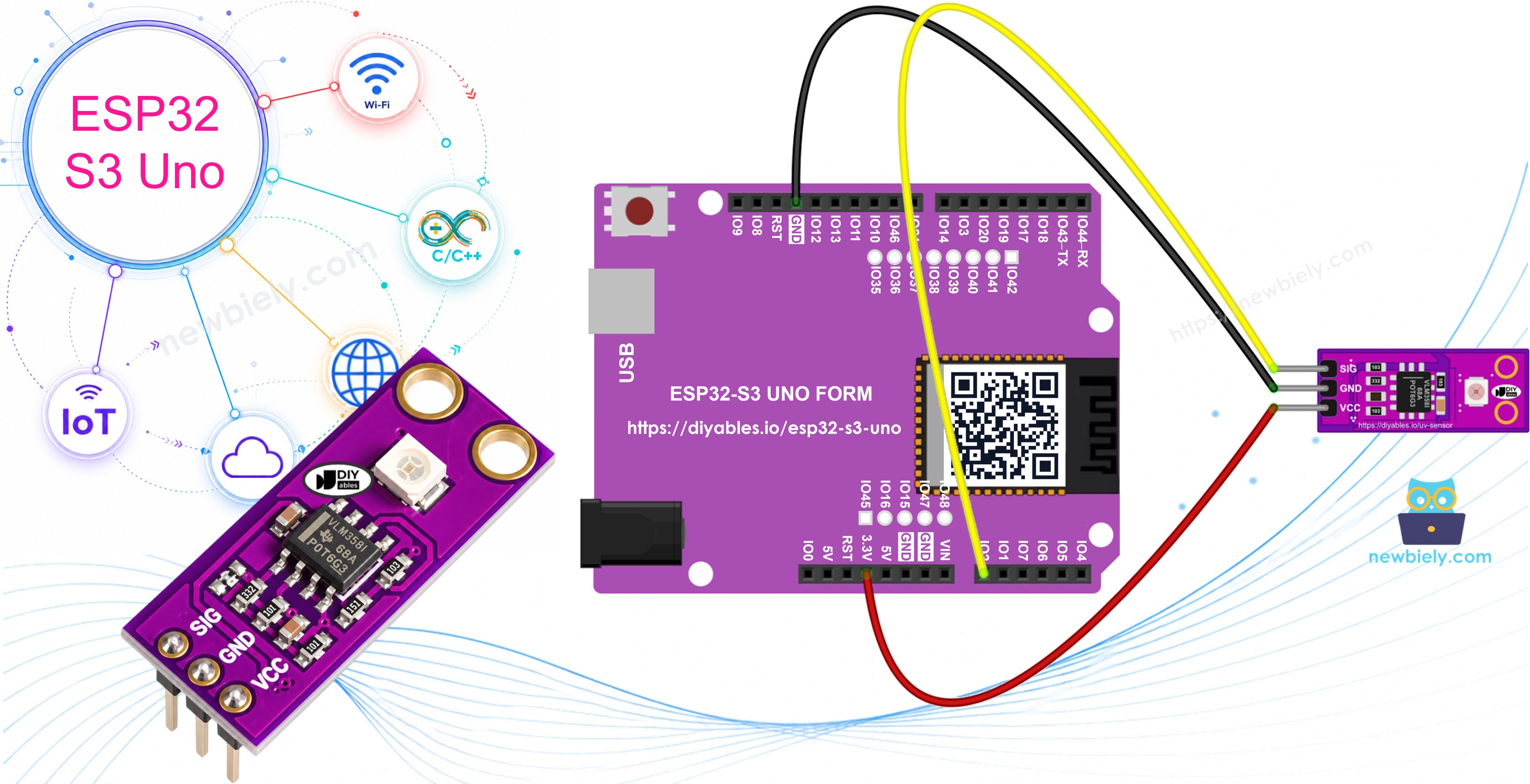 ESP32 S3 Uno GUVA-S12SD UV sensor