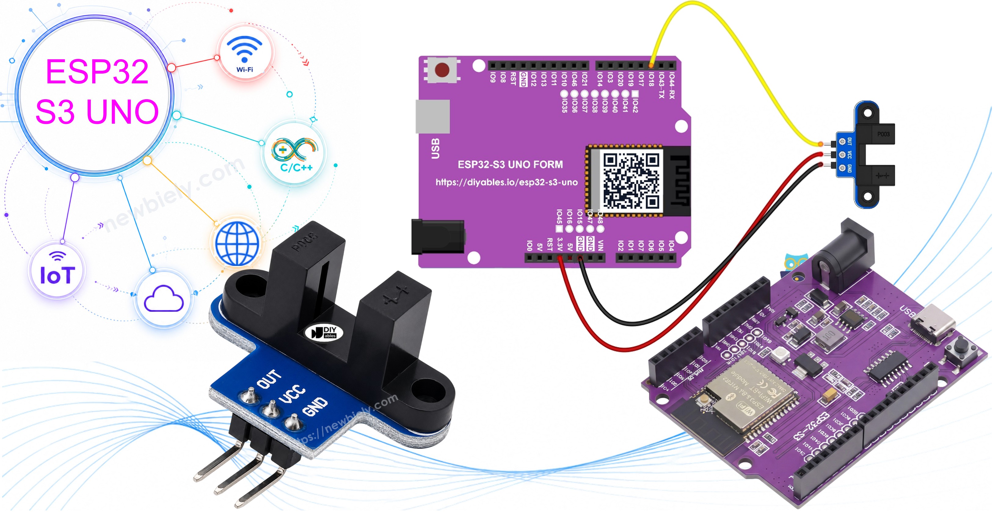 ESP32 S3 Uno IR slotted optical speed sensor