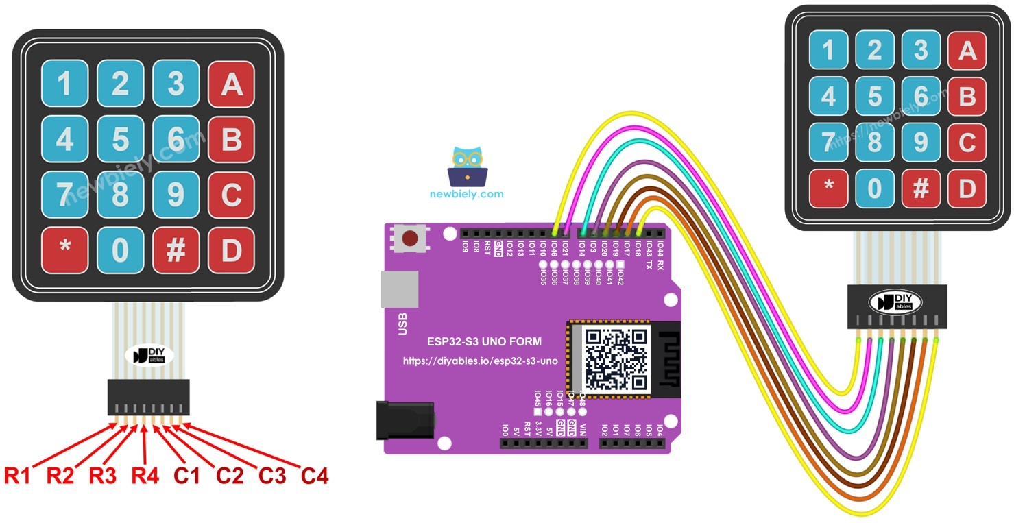 ESP32 S3 Uno keypad 4x4