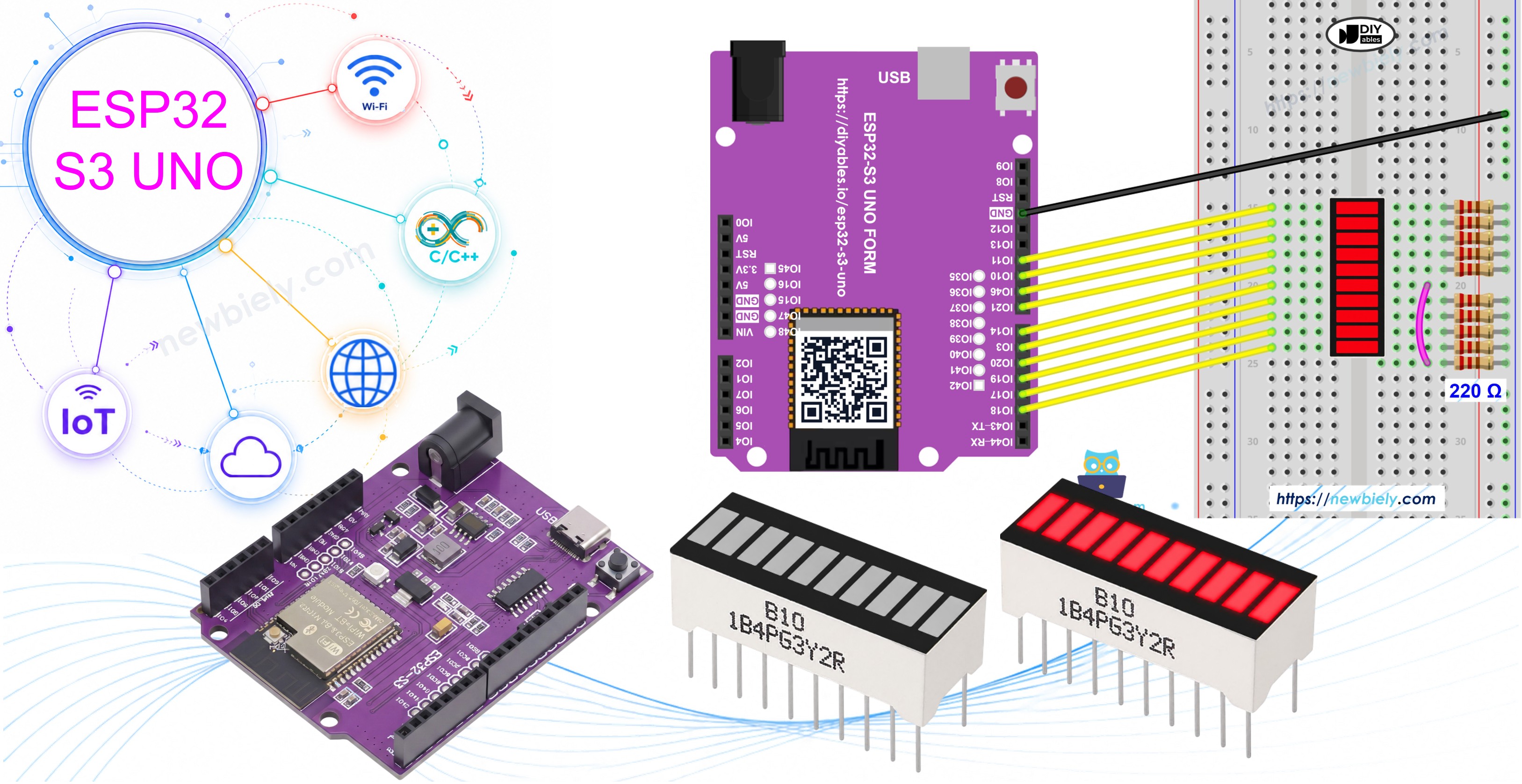 ESP32 S3 Uno 10 segment LED bar graph