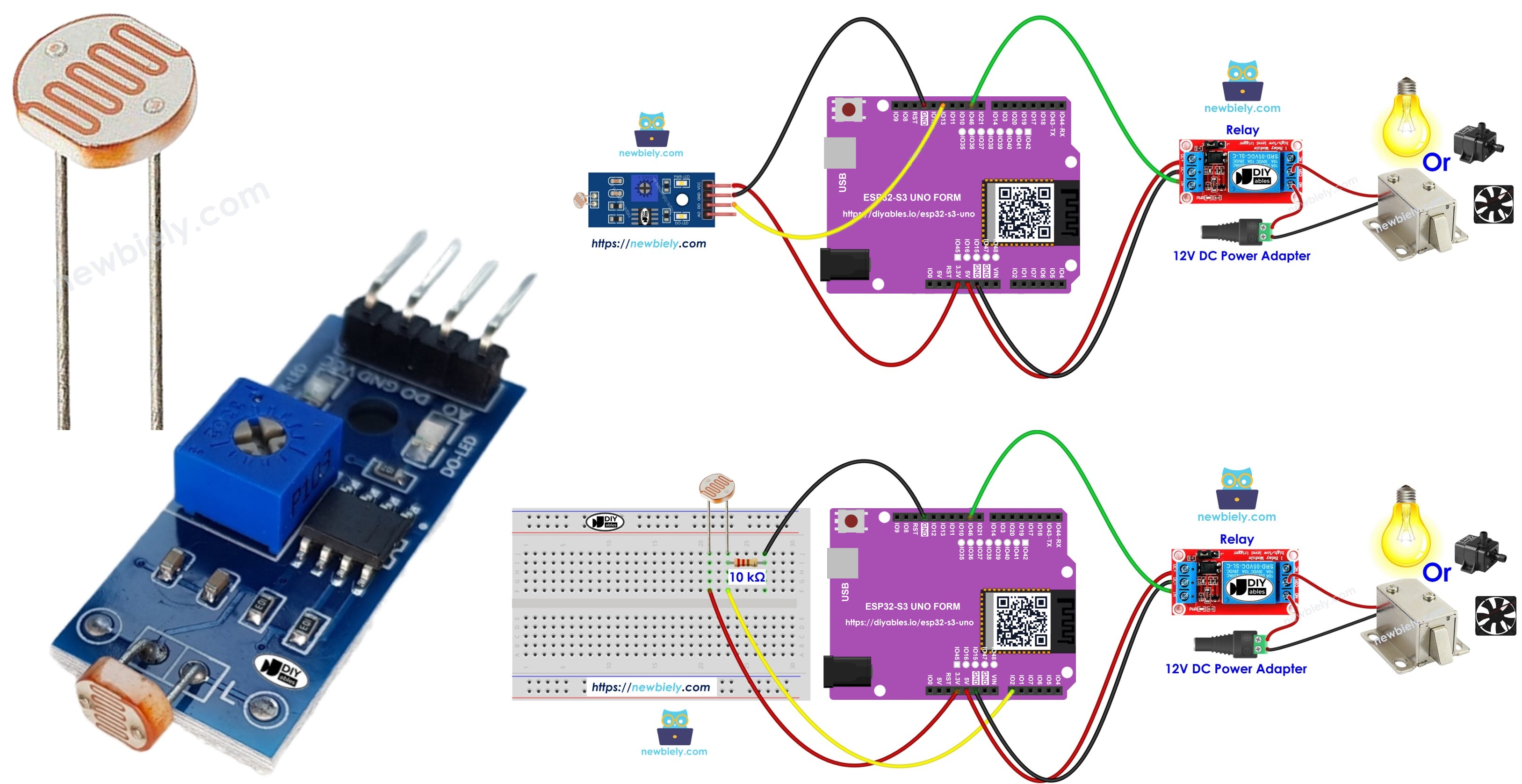 ESP32 S3 Uno light sensor relay