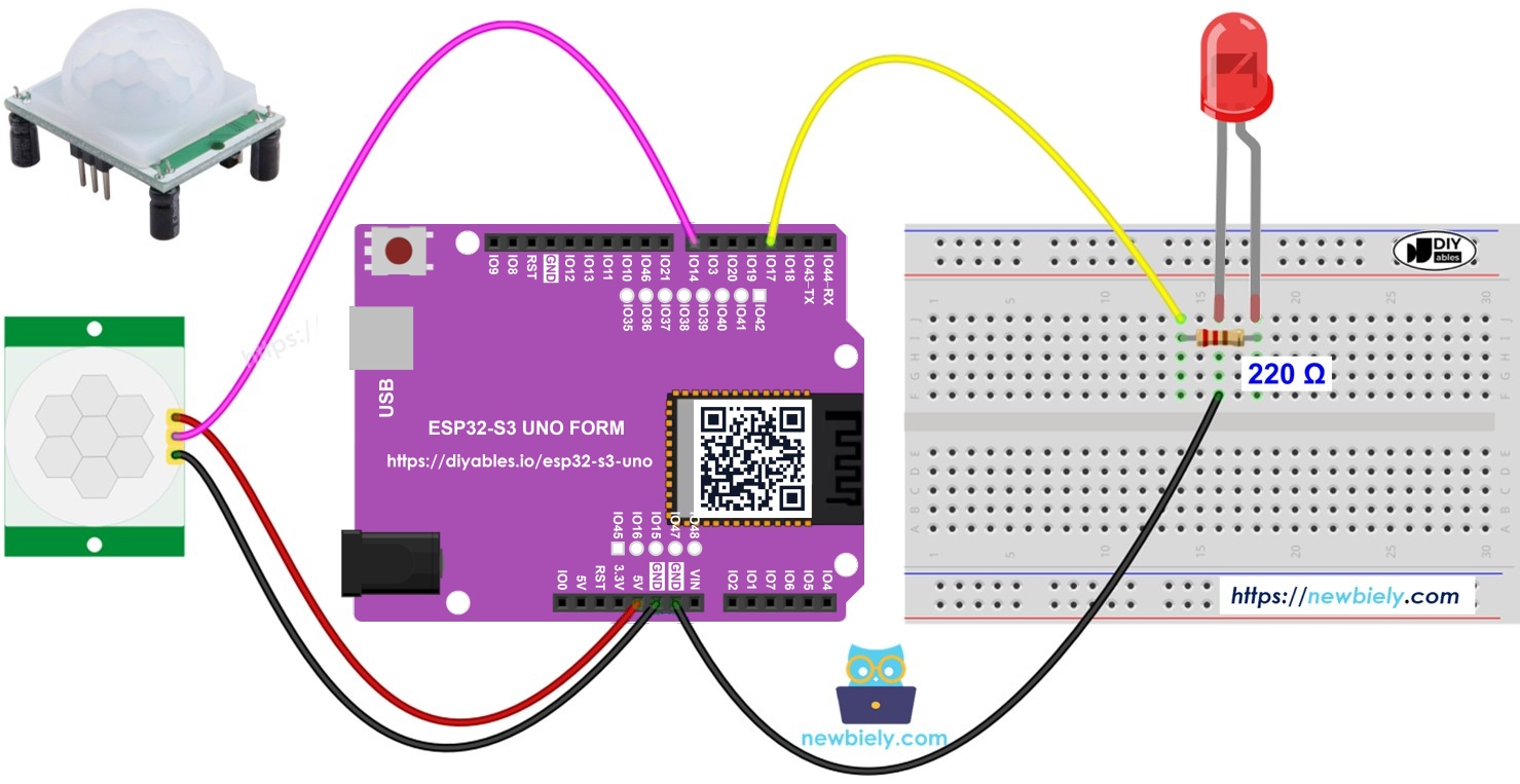 ESP32 S3 Uno motion sensor LED