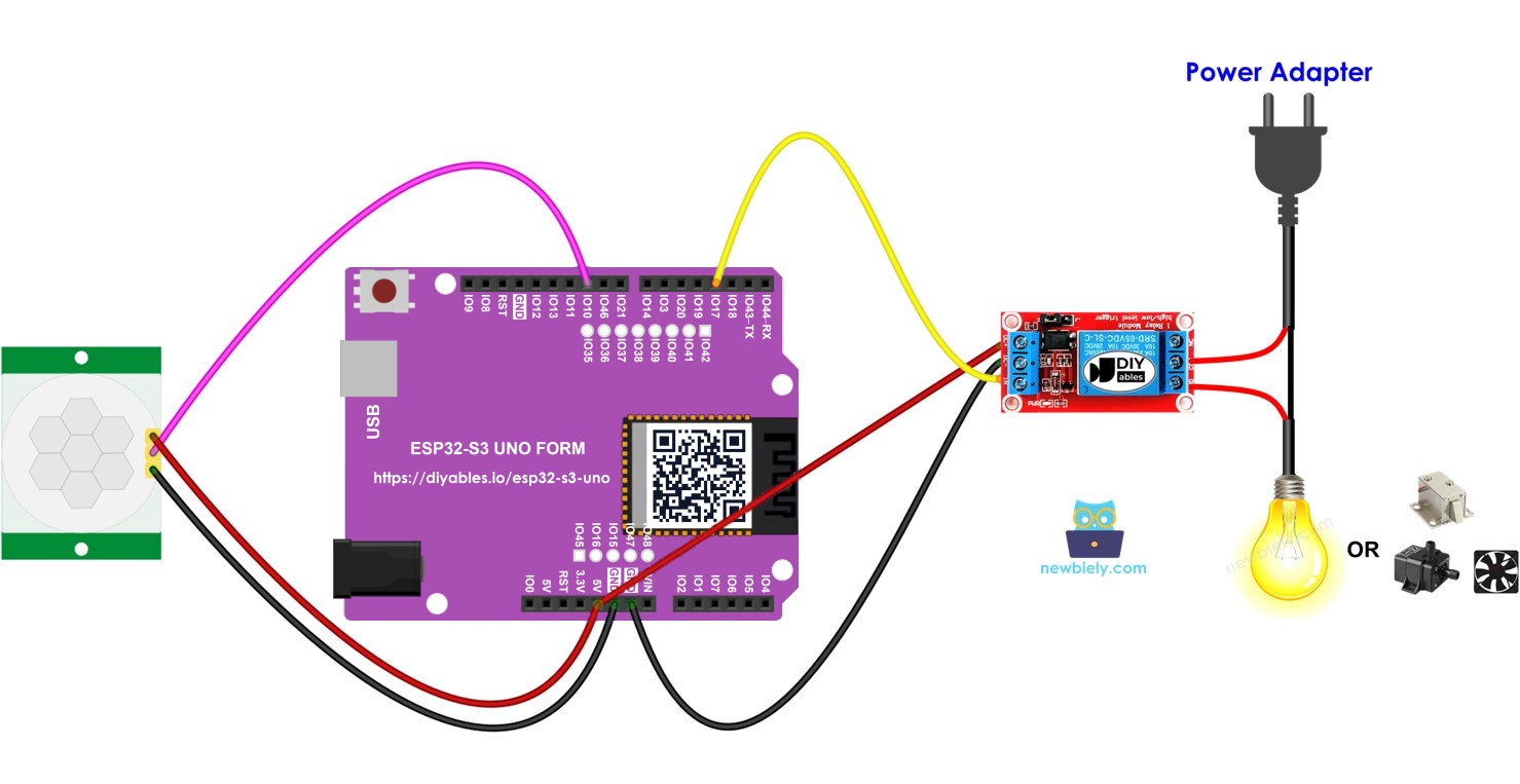 ESP32 S3 Uno motion sensor relay