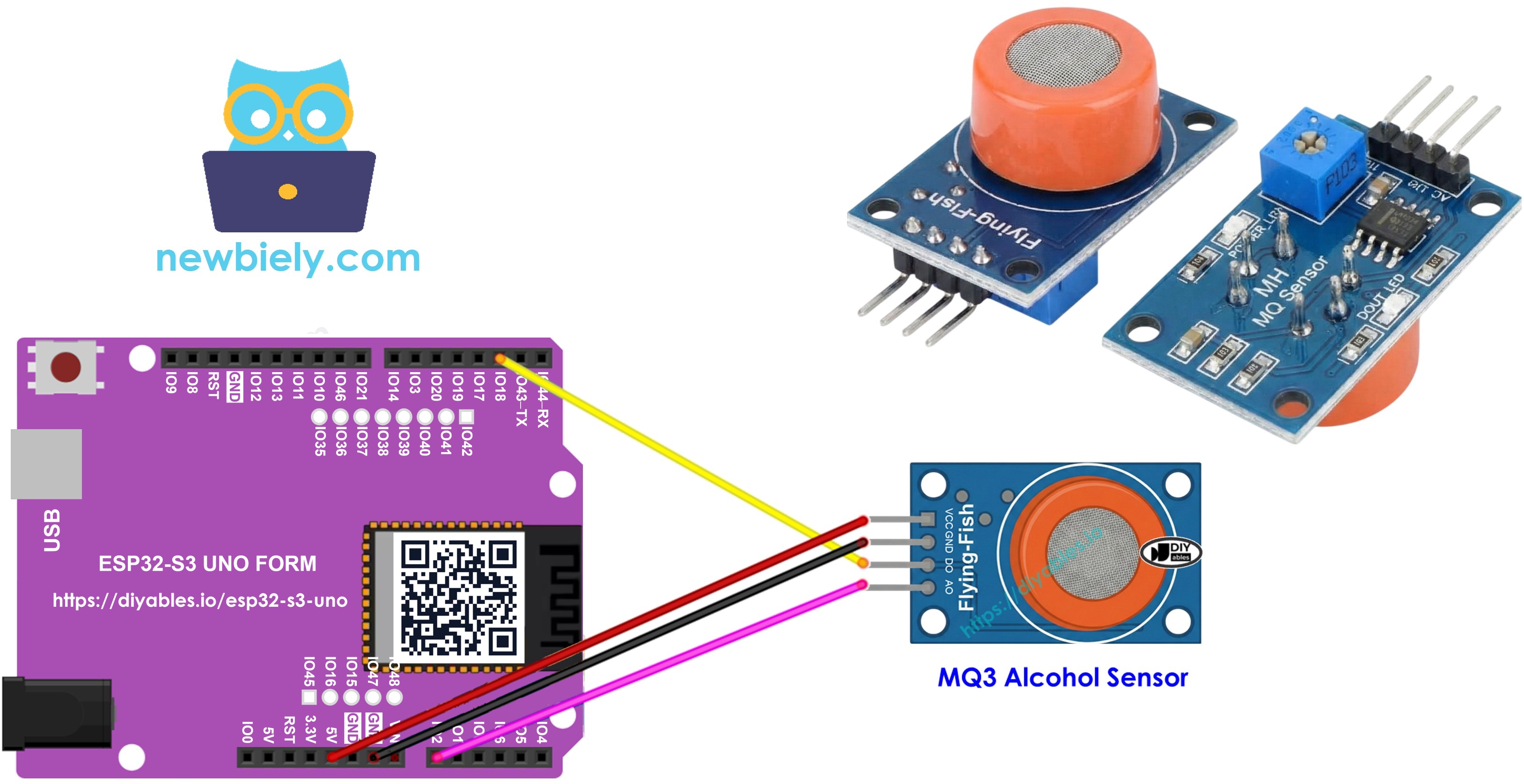 ESP32 S3 Uno MQ3 alcohol sensor