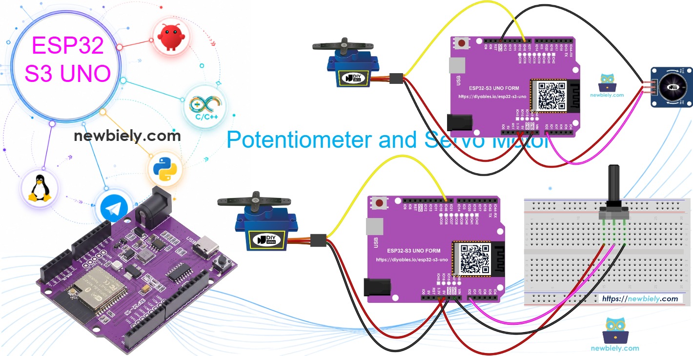 ESP32 S3 Uno potentiometer servo motor