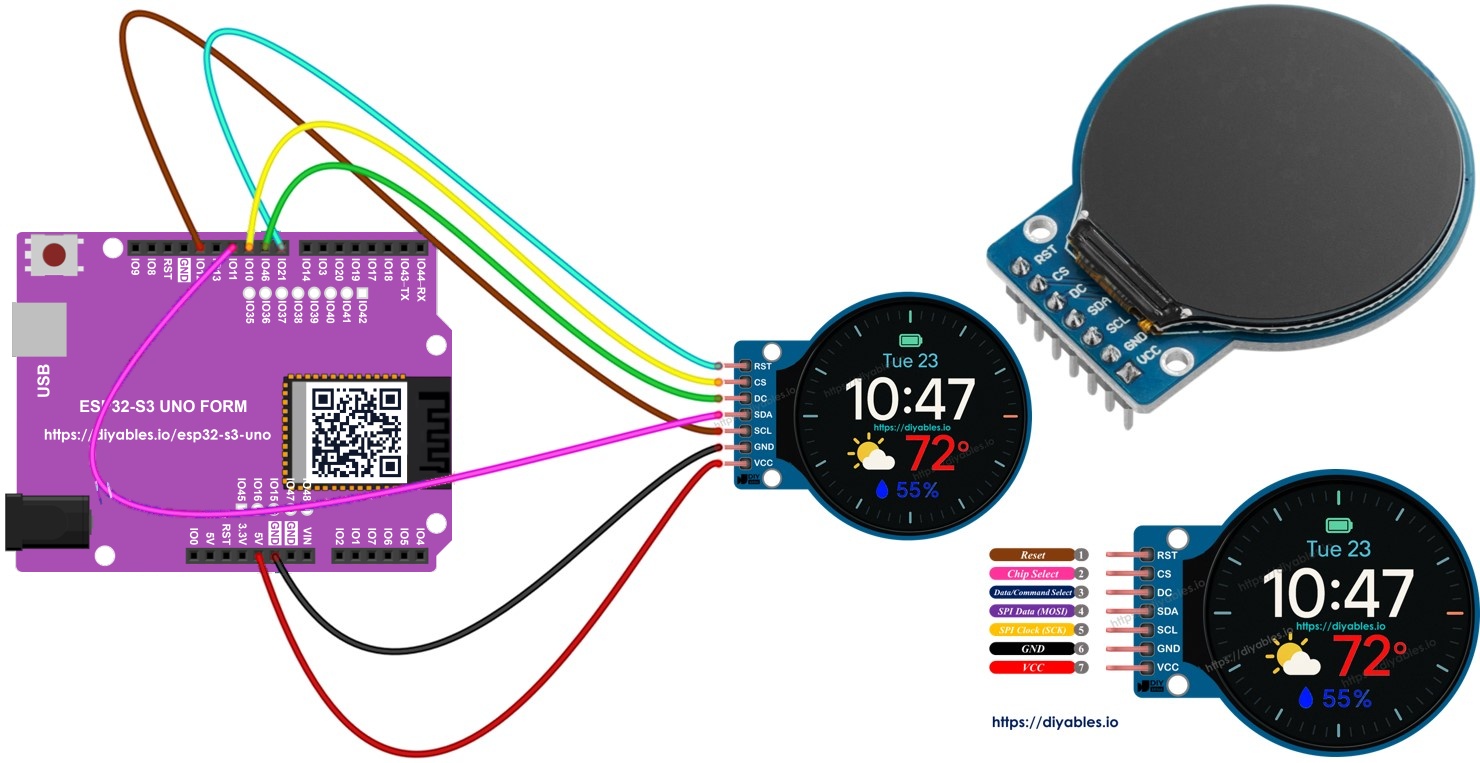 ESP32 S3 Uno round TFT display