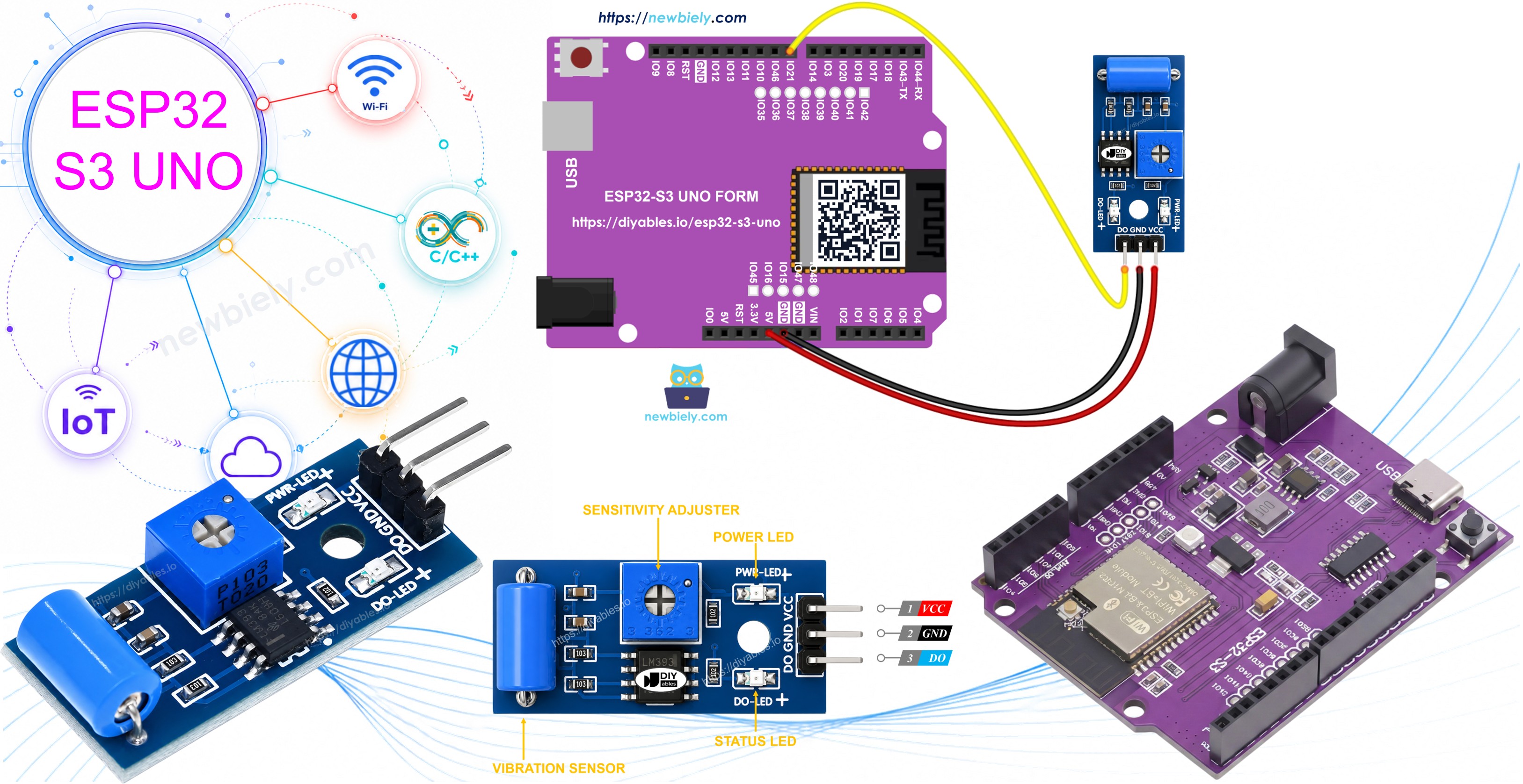 ESP32 S3 Uno SW-420 VIBRATION SENSOR