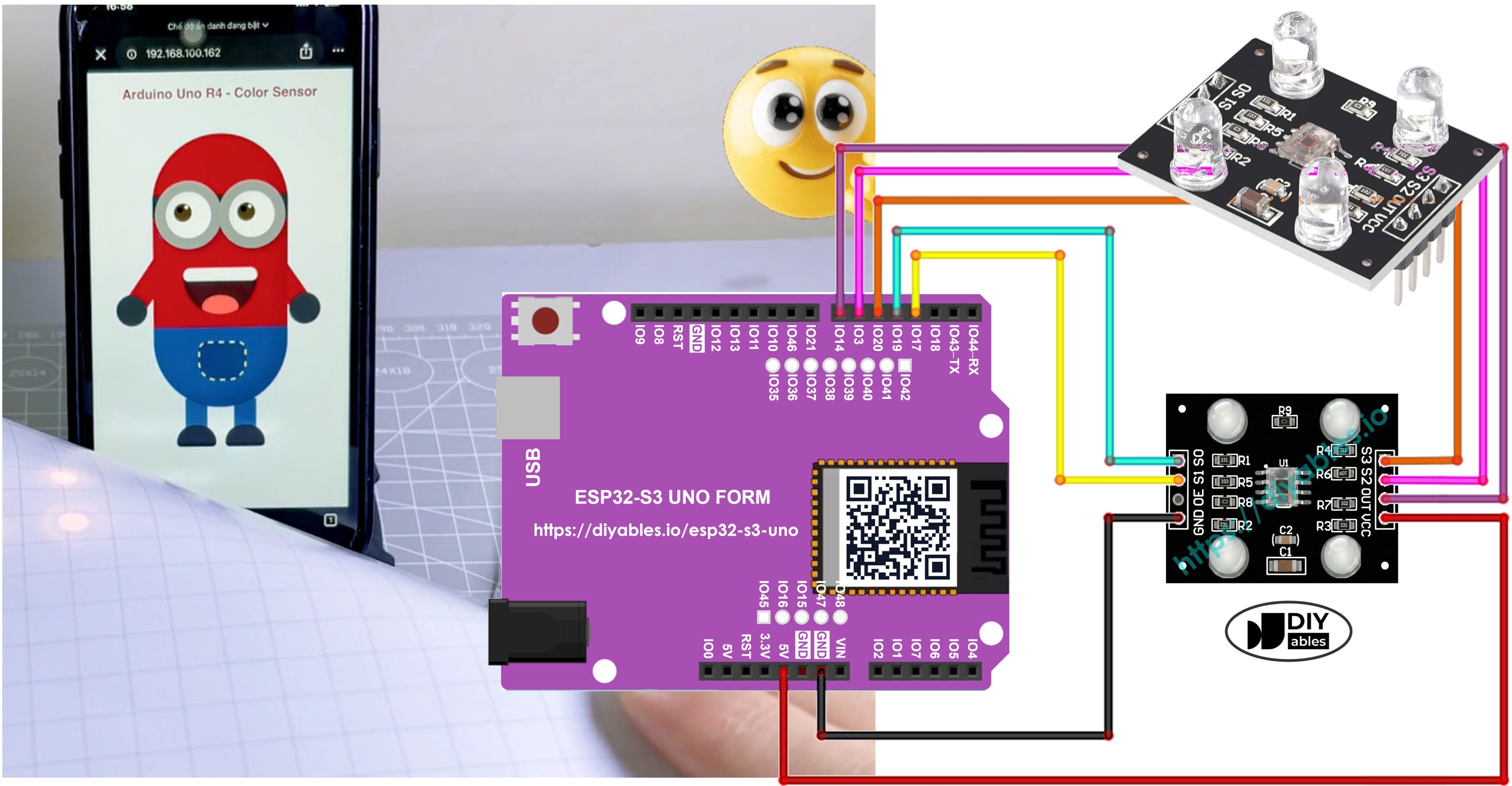ESP32 S3 Uno color sensor via web