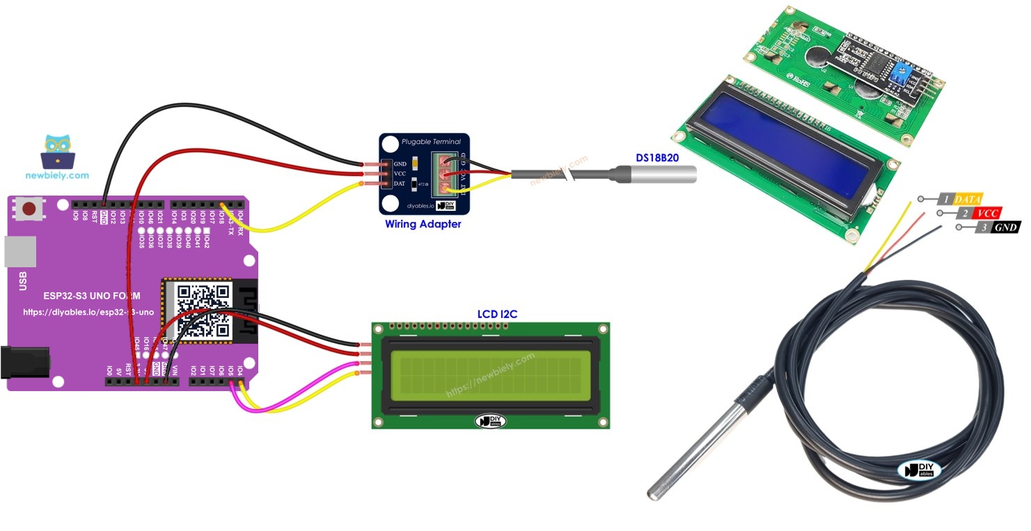 ESP32 S3 Uno temperature sensor LCD