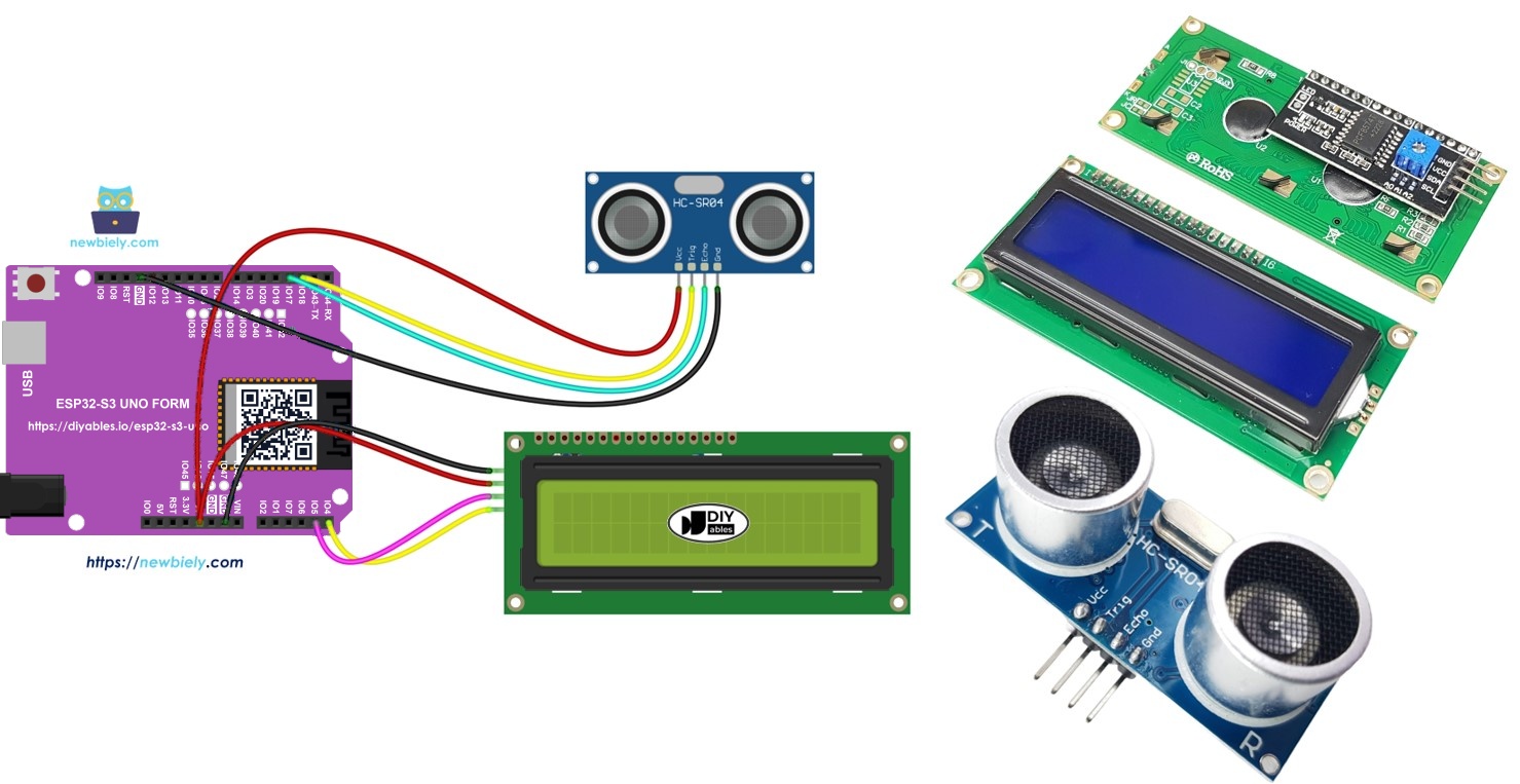ESP32 S3 Uno ultrasonic sensor LCD
