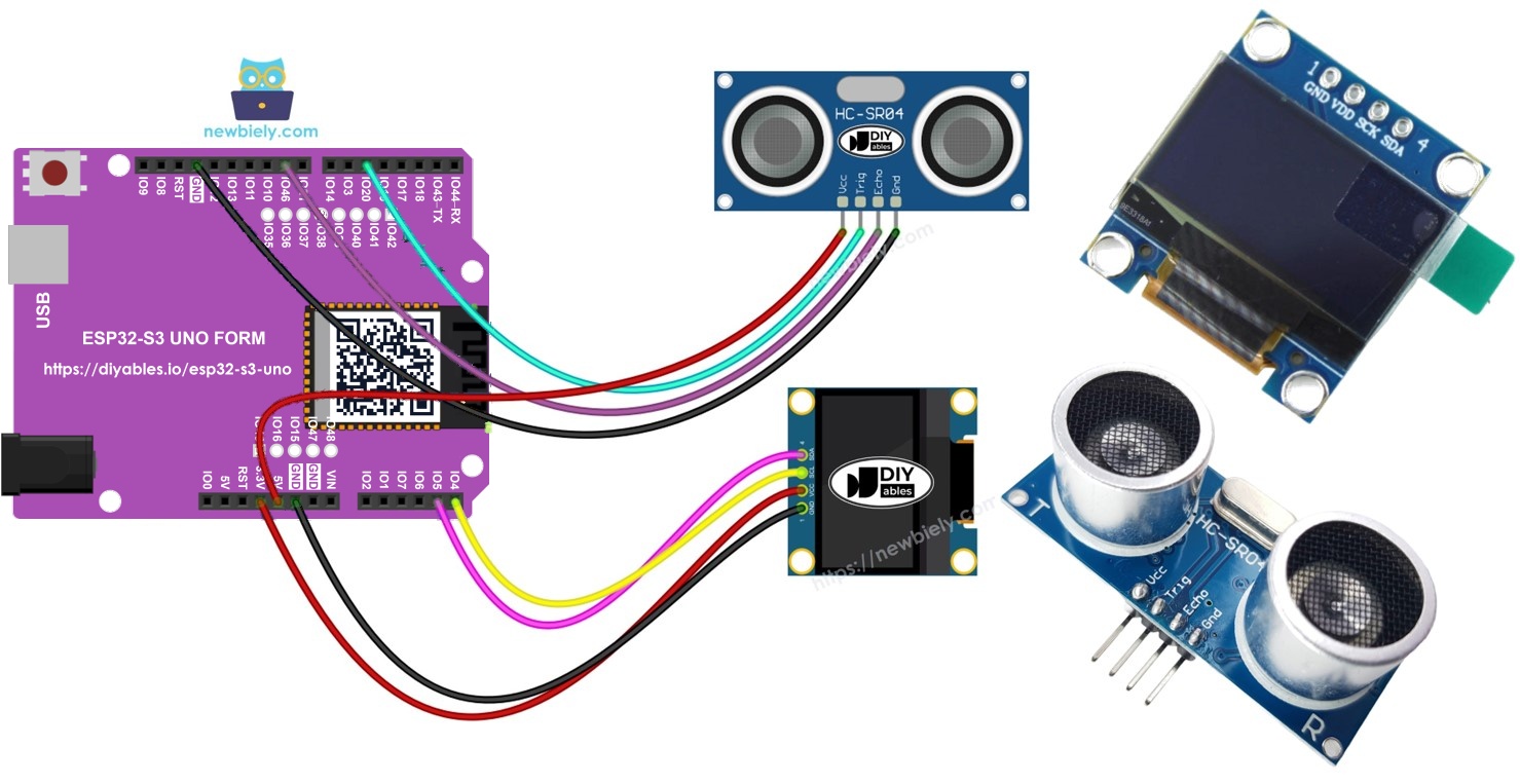 ESP32 S3 Uno ultrasonic sensor OLED