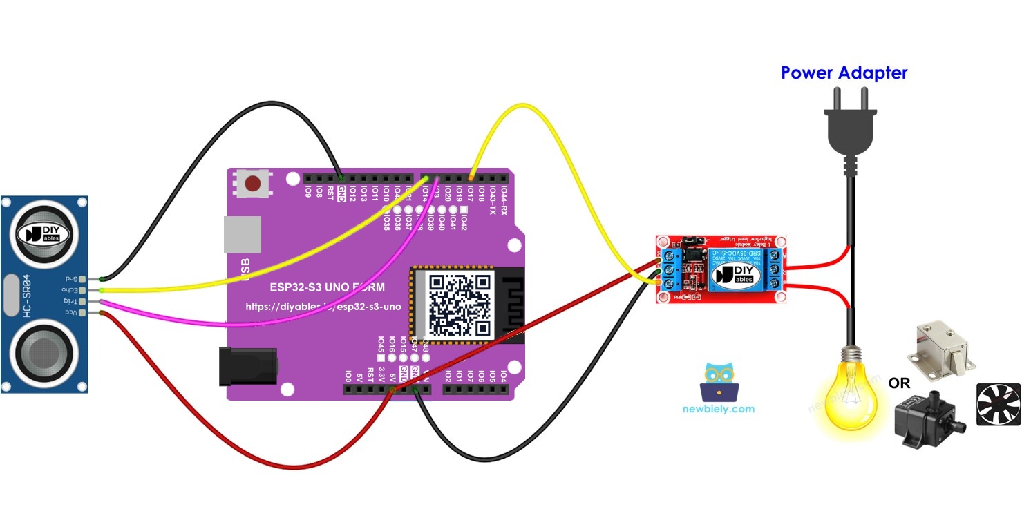 ESP32 S3 Uno ultrasonic sensor relay