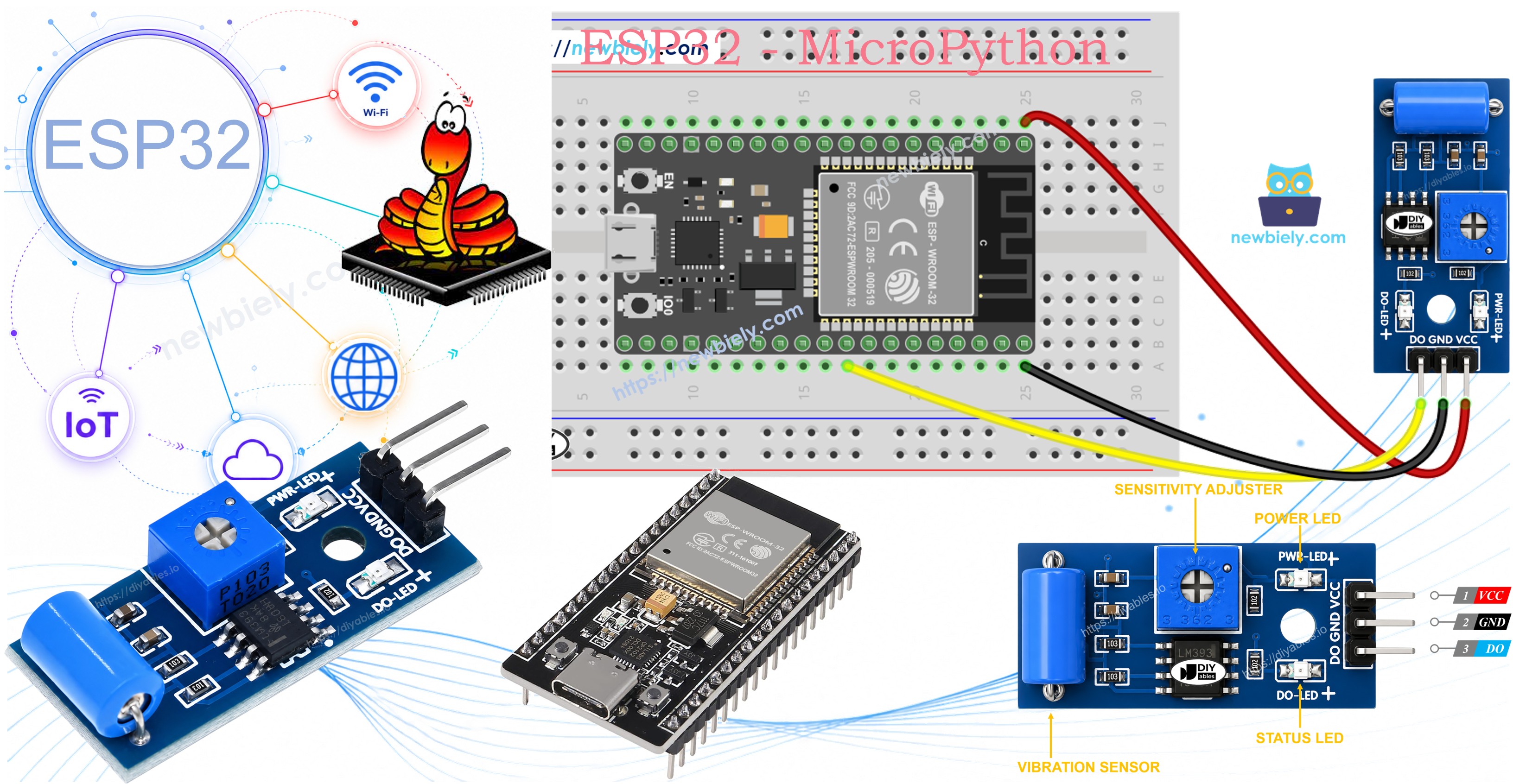ESP32 MicroPython SW-420 vibration sensor