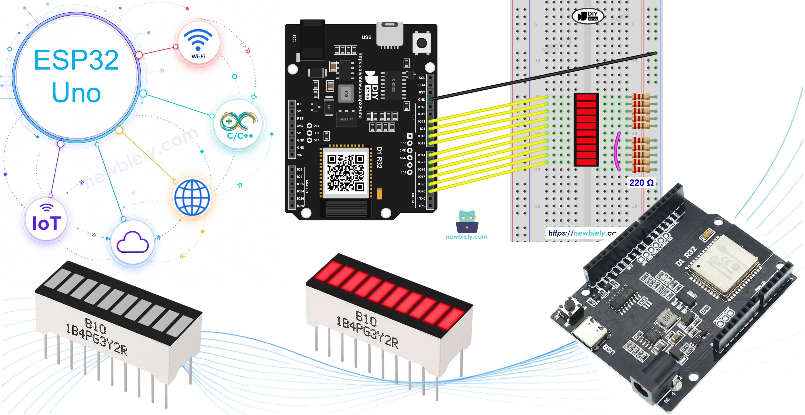 ESP32 Uno 10 segment LED bar graph