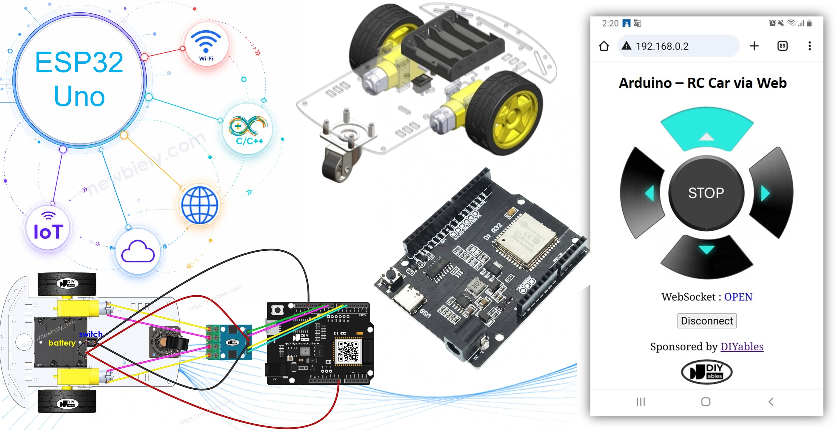 ESP32 Uno RC car via web