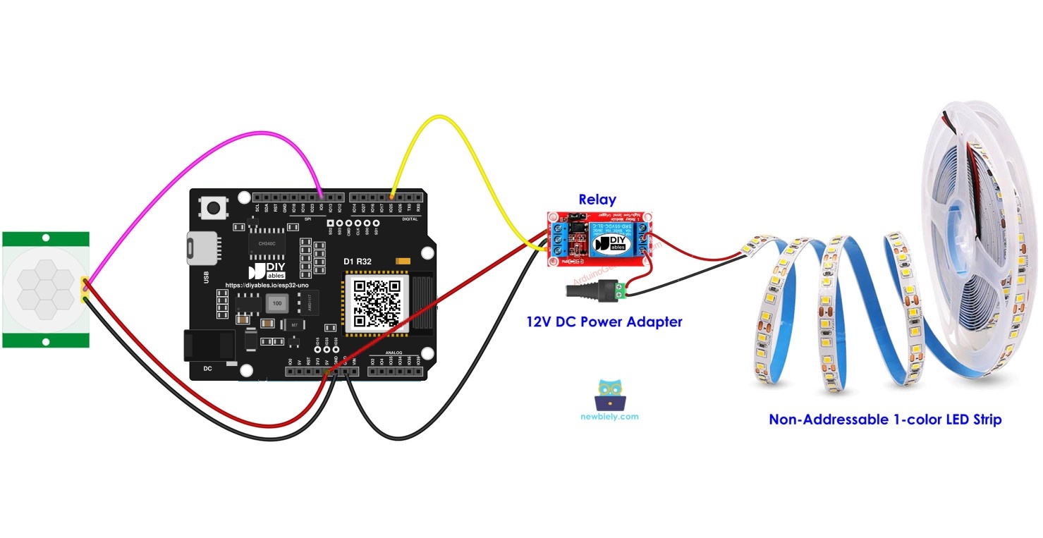 ESP32 Uno motion sensor LED strip