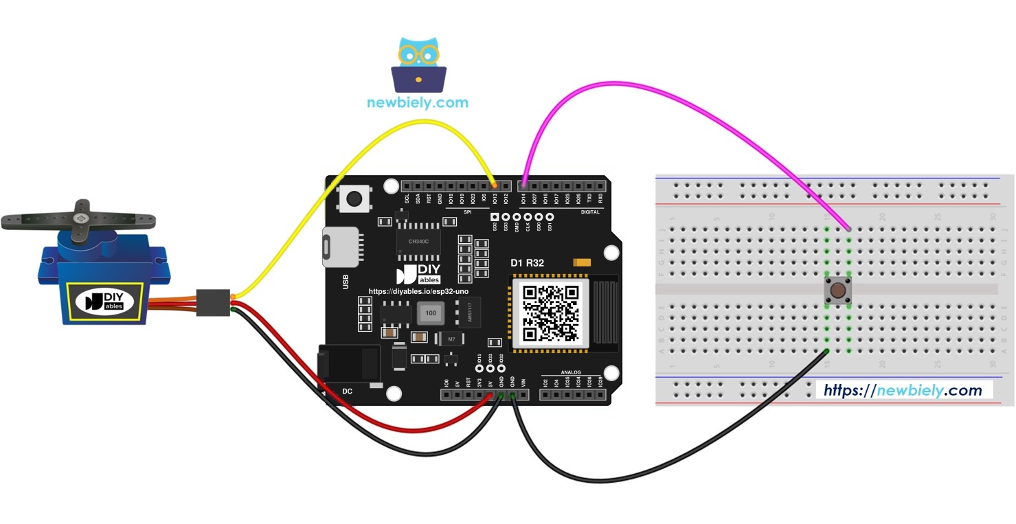 ESP32 Uno button servo motor