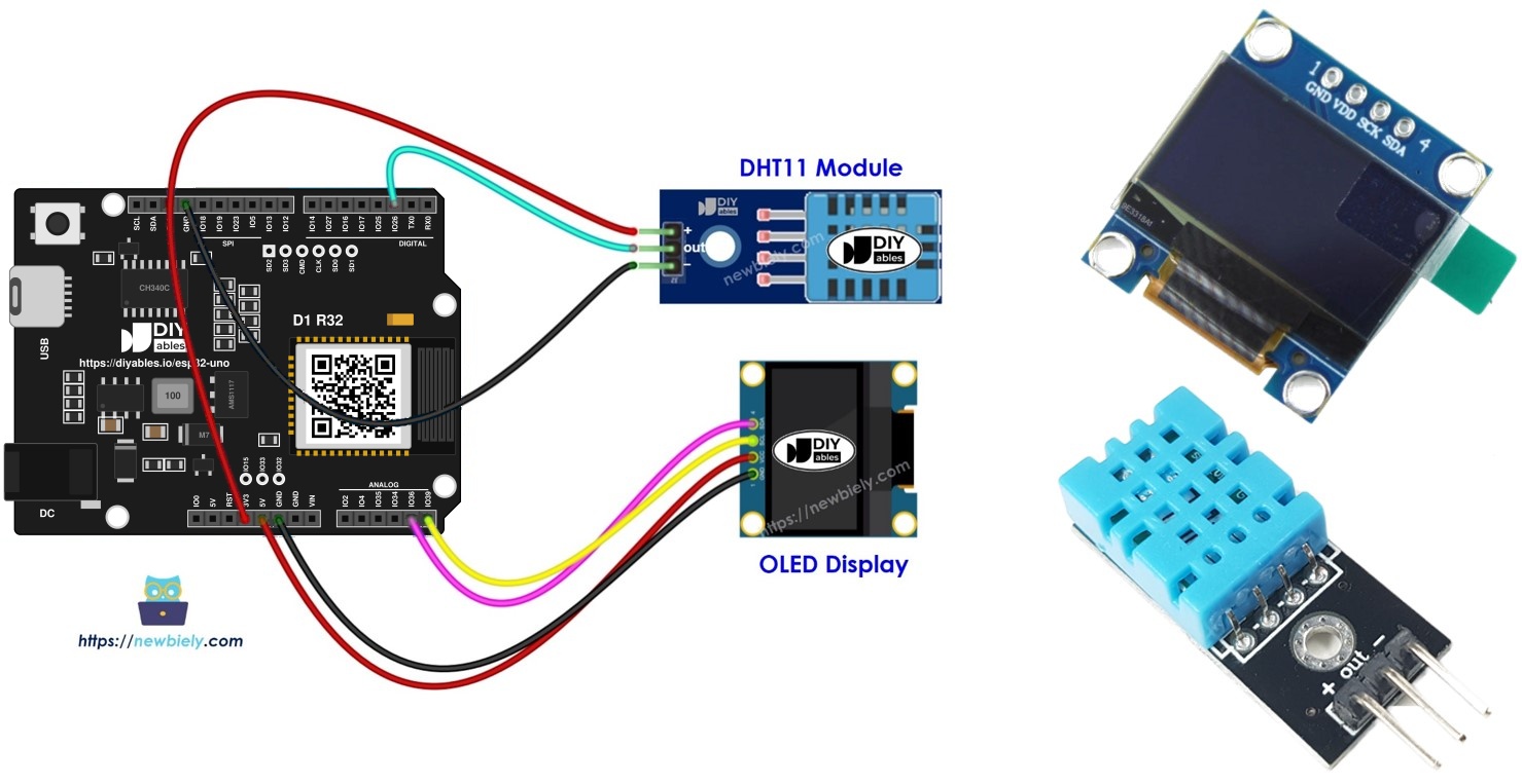 ESP32 Uno DHT11 OLED