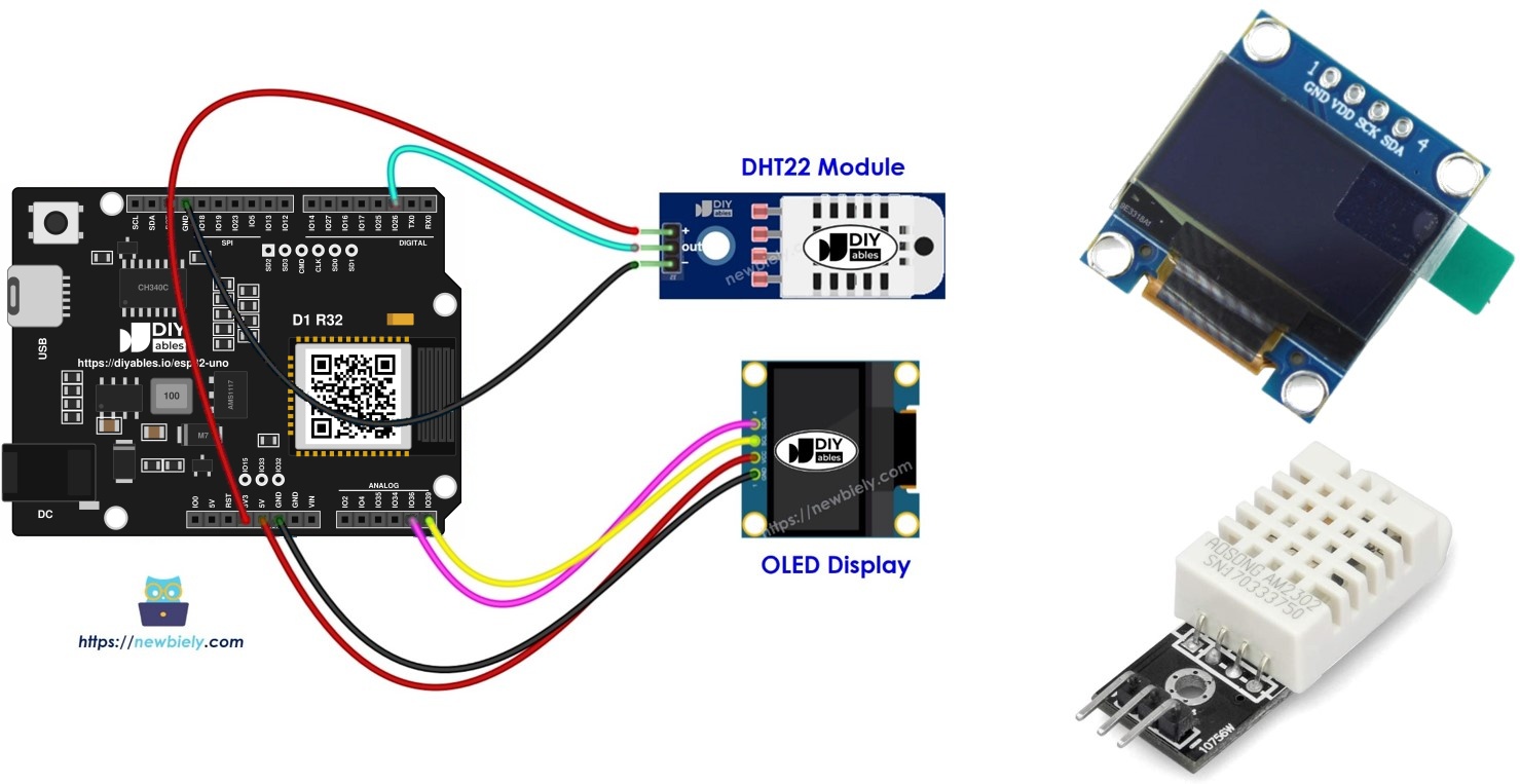 ESP32 Uno DHT22 OLED