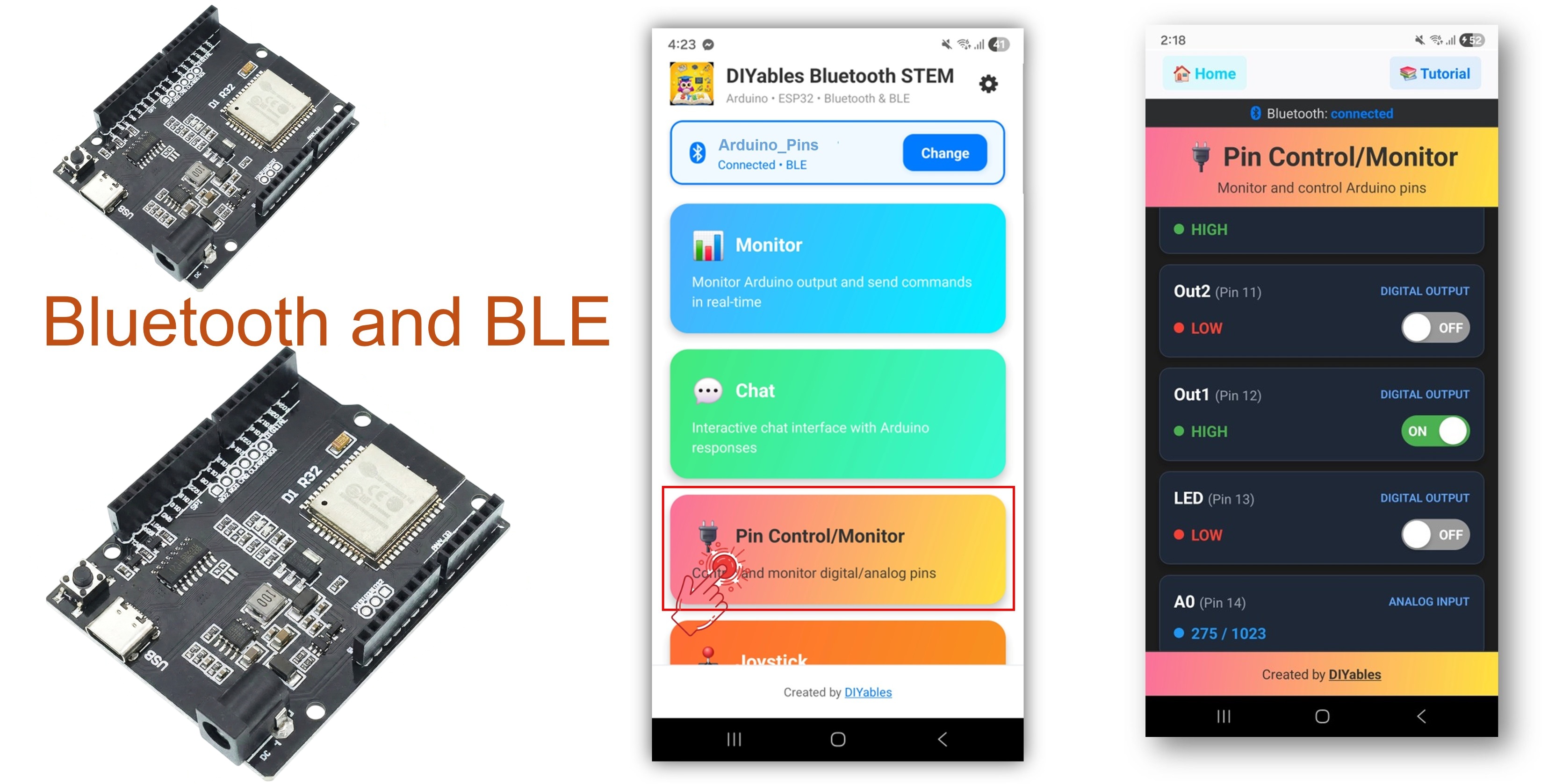 ESP32 Uno Bluetooth digital pins