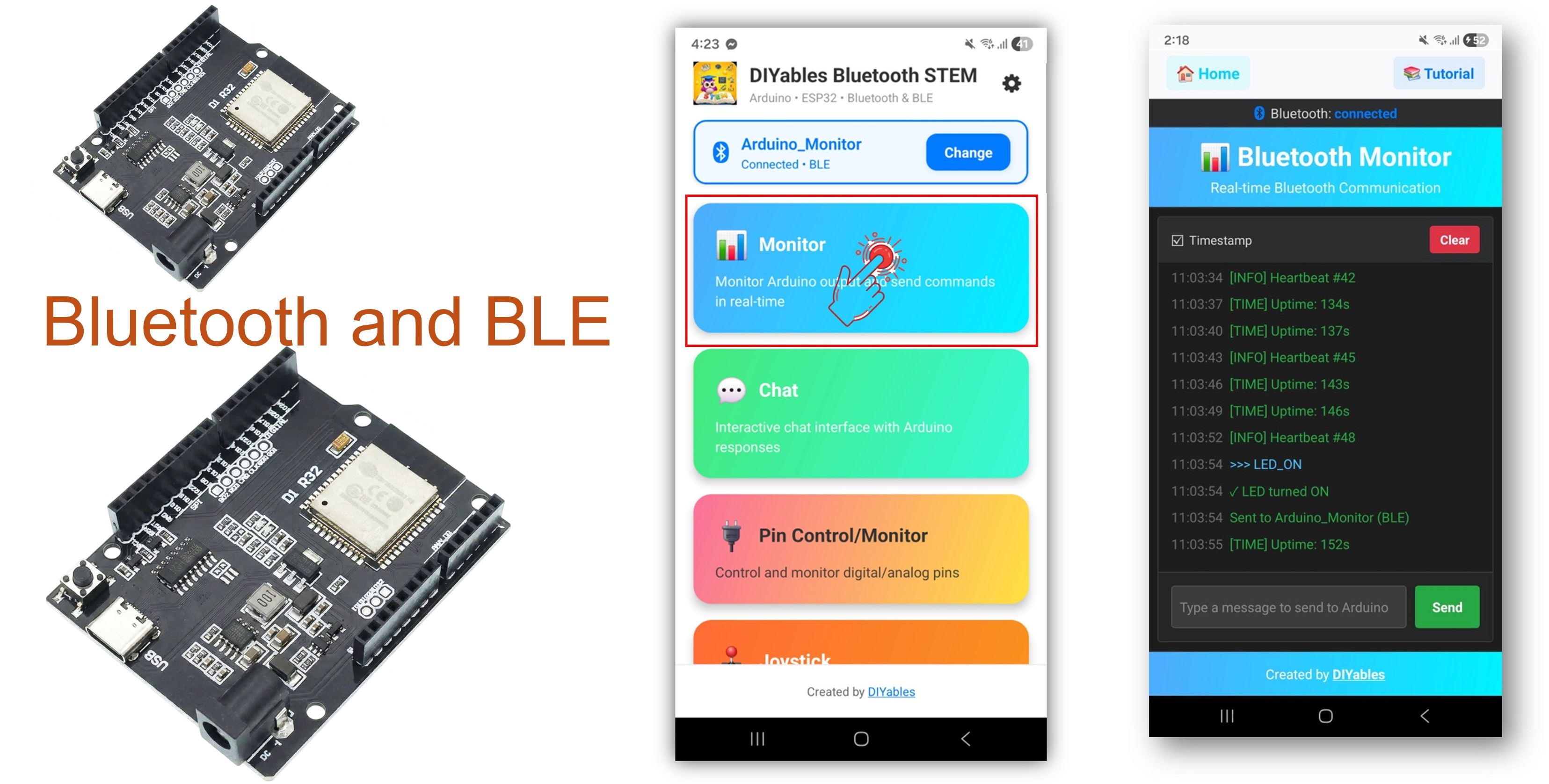 ESP32 Uno Bluetooth monitor
