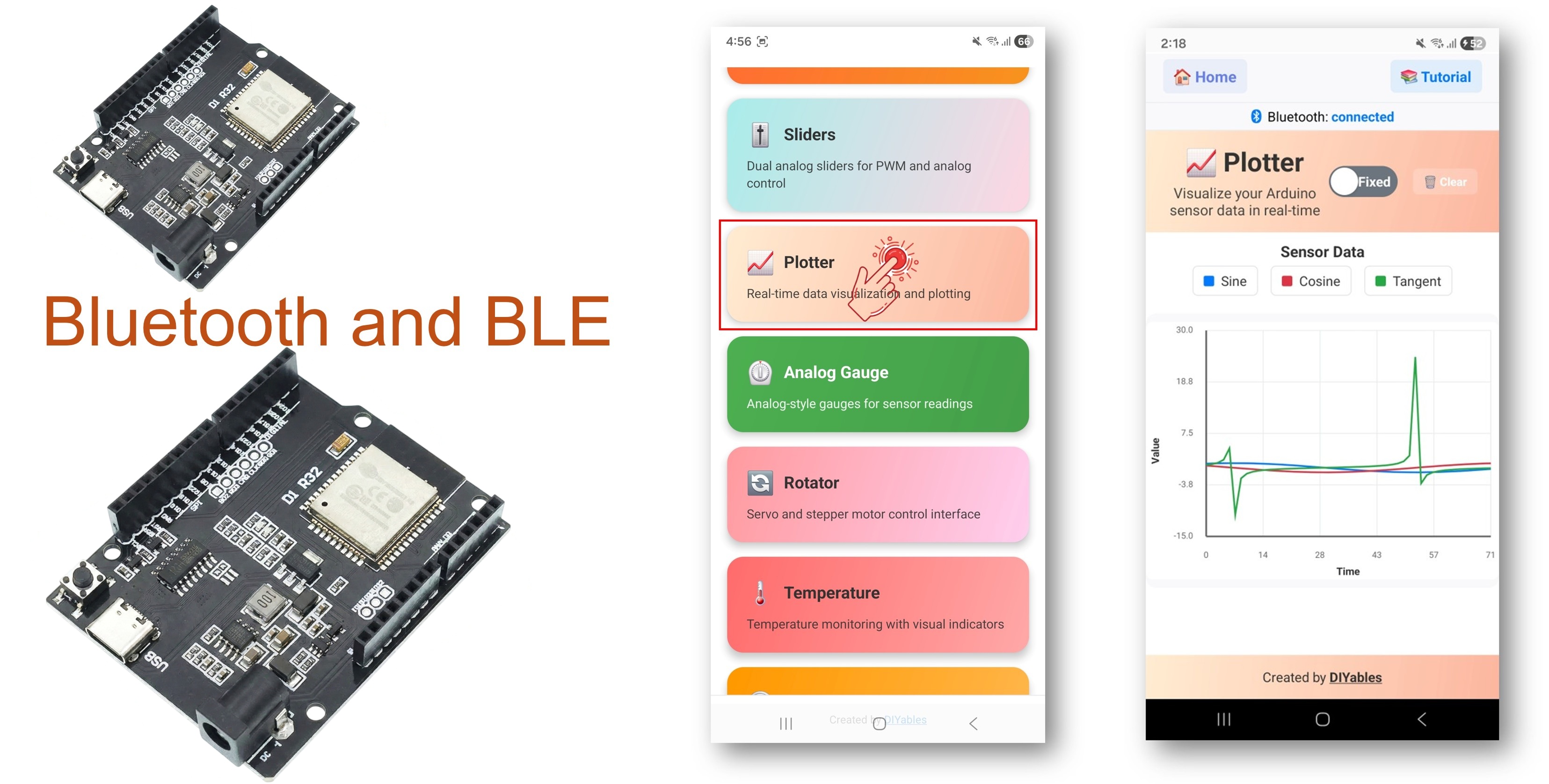 ESP32 Uno Bluetooth plotter