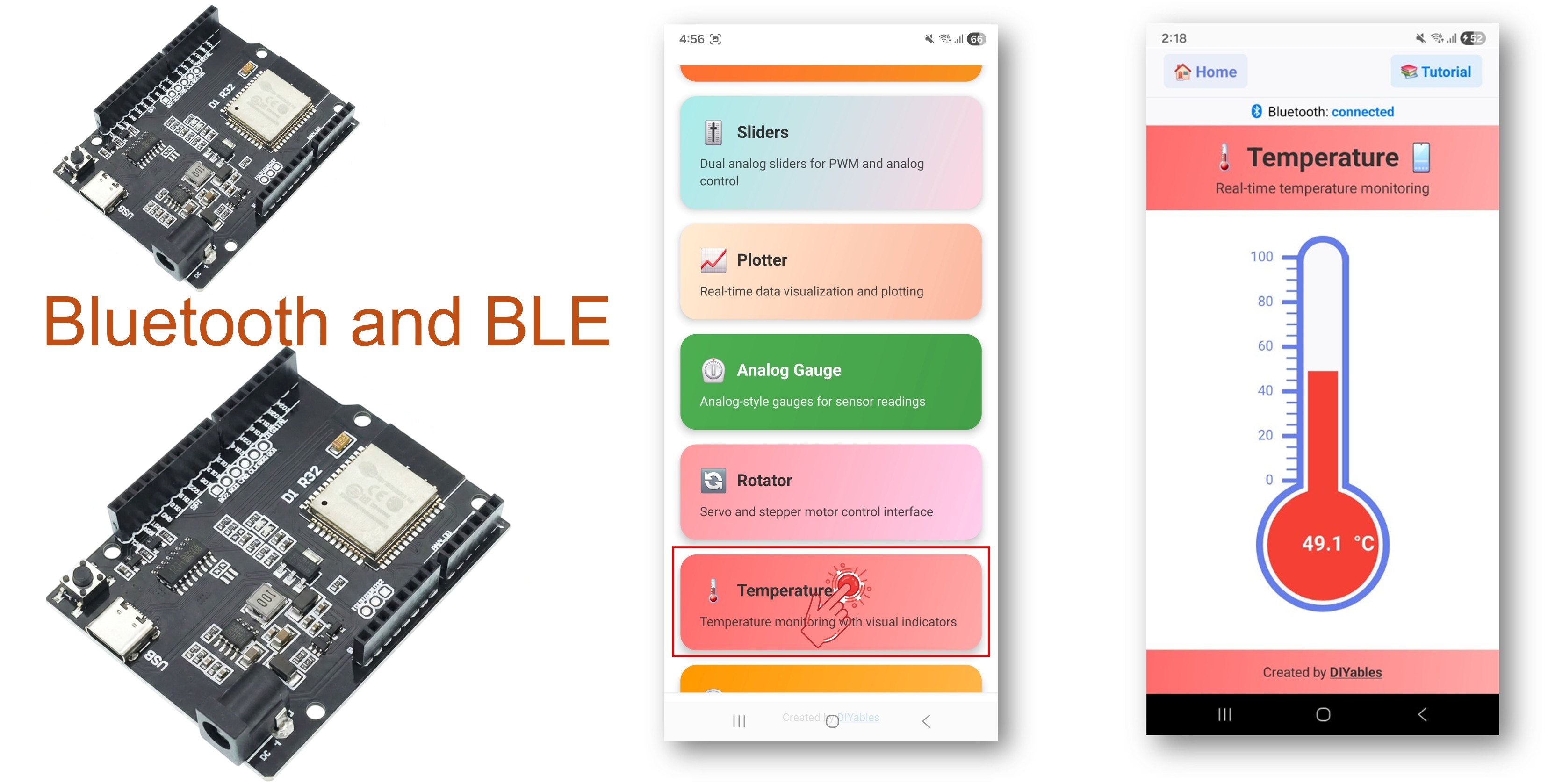 ESP32 Uno Bluetooth temperature