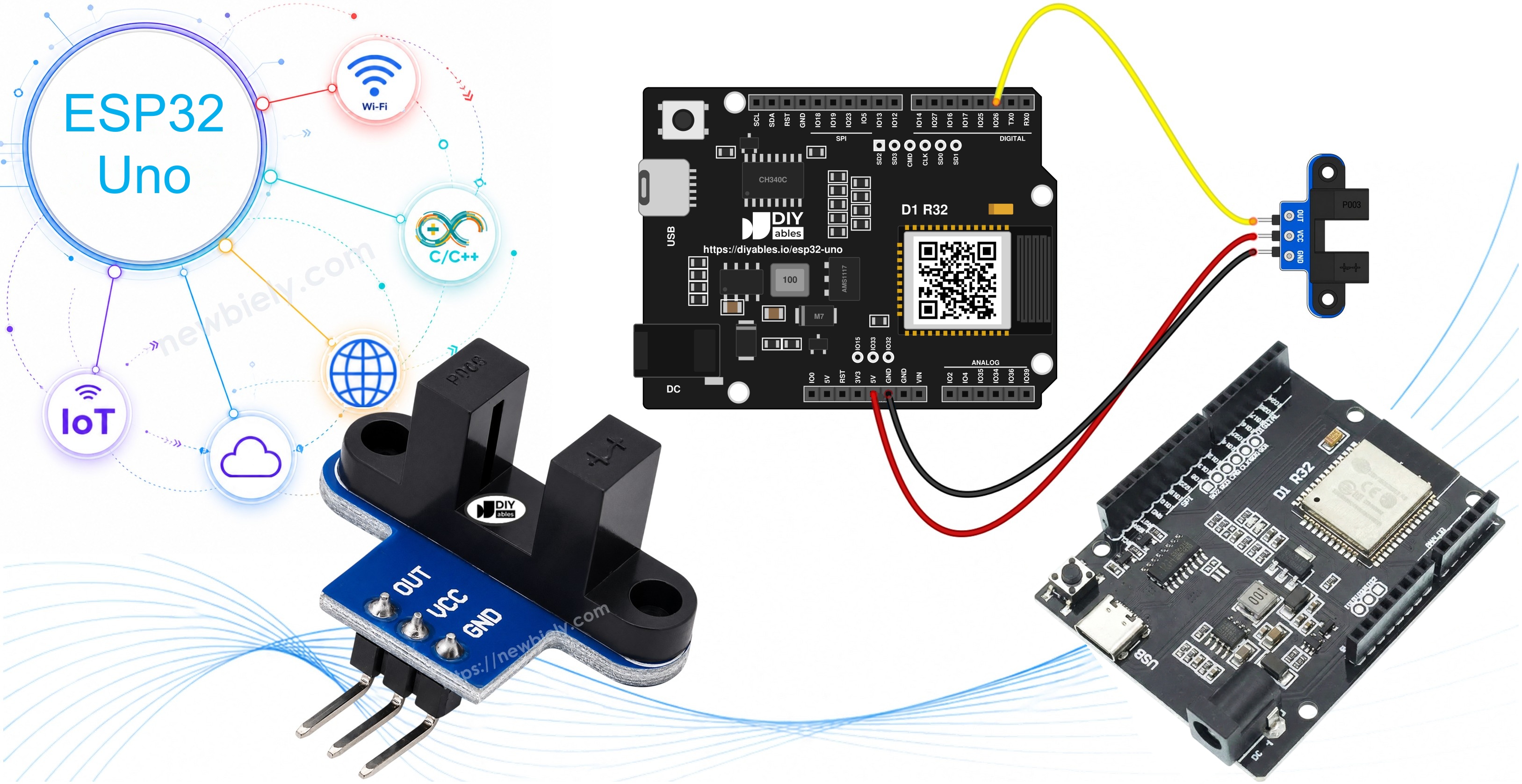 ESP32 Uno IR slotted optical speed sensor