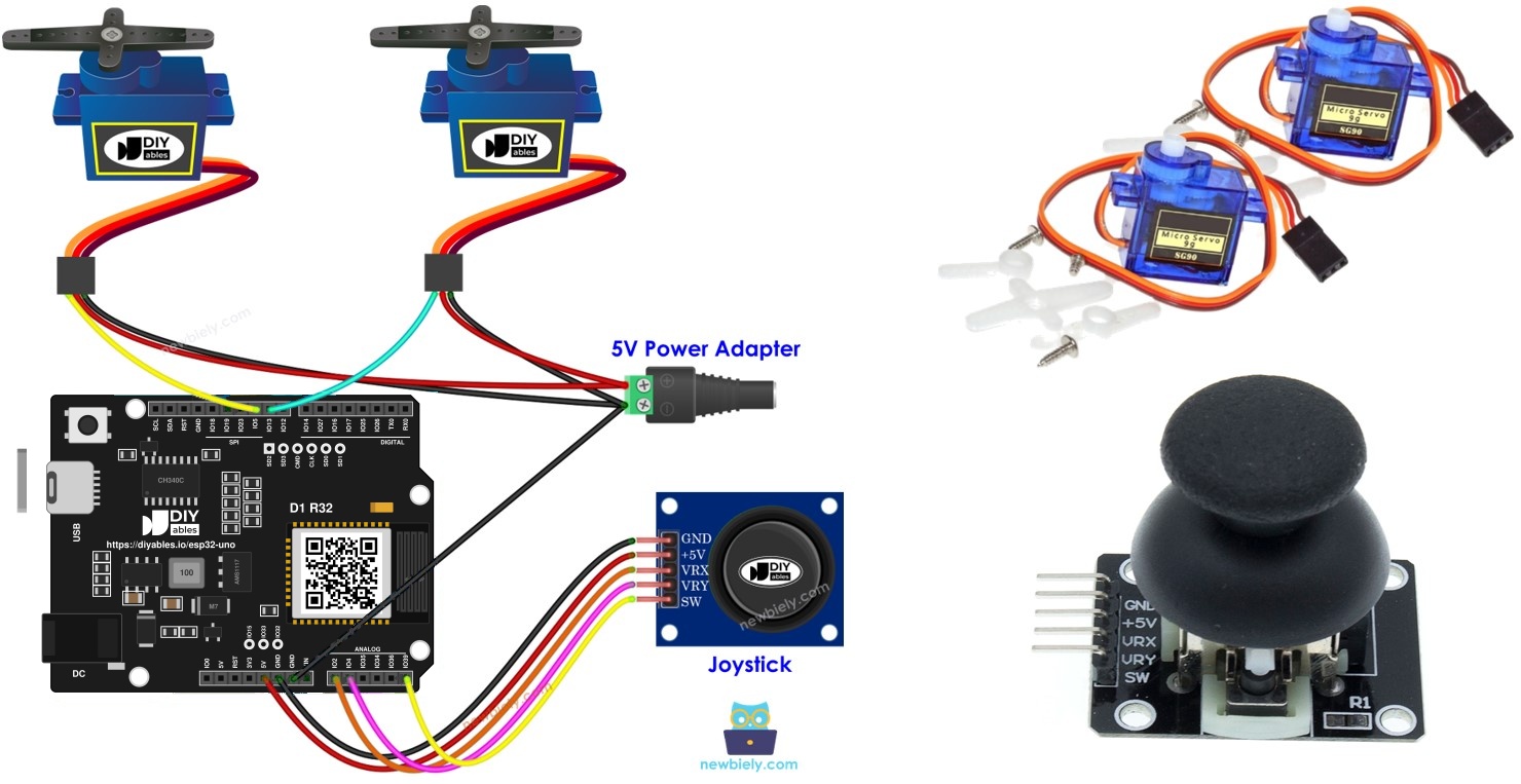 ESP32 Uno joystick servo motor