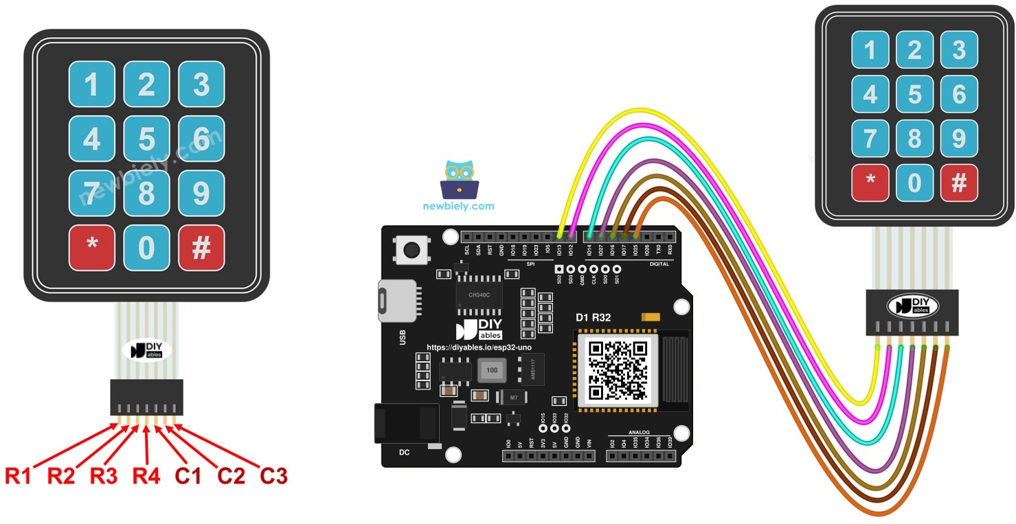 ESP32 Uno keypad 3x4