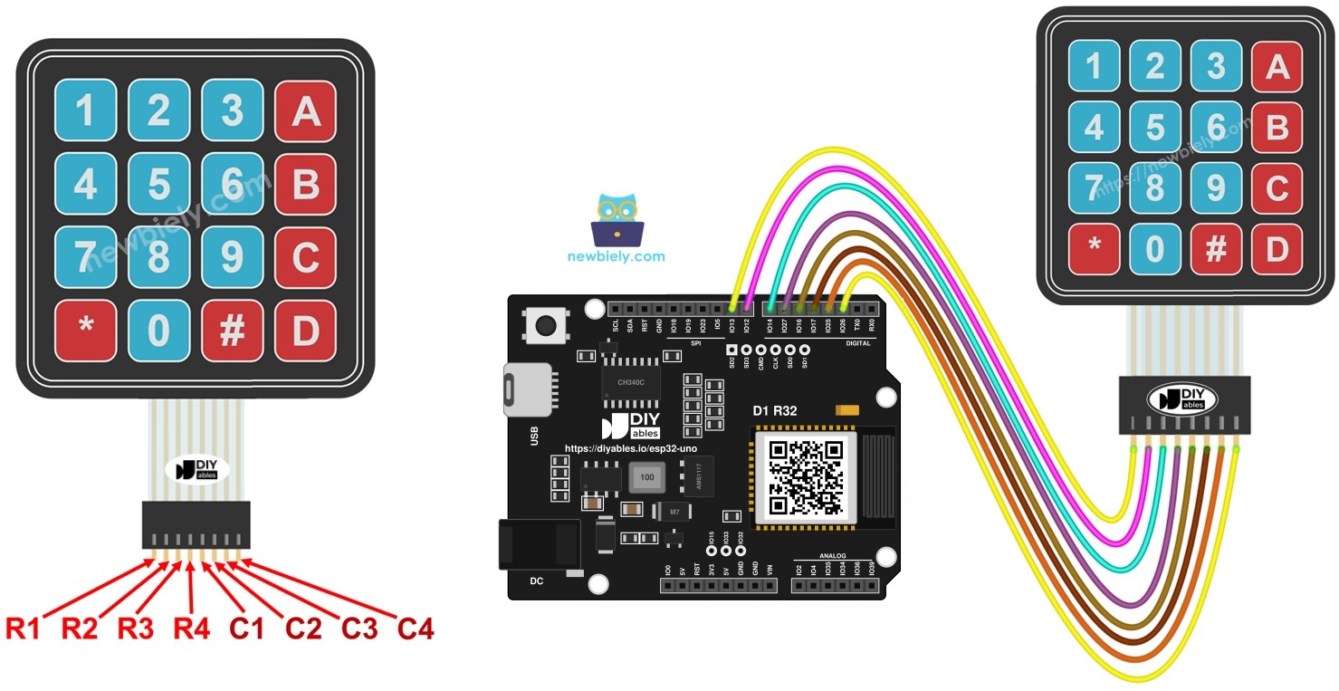 ESP32 Uno keypad 4x4