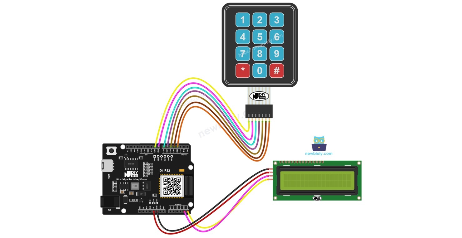 ESP32 Uno keypad LCD