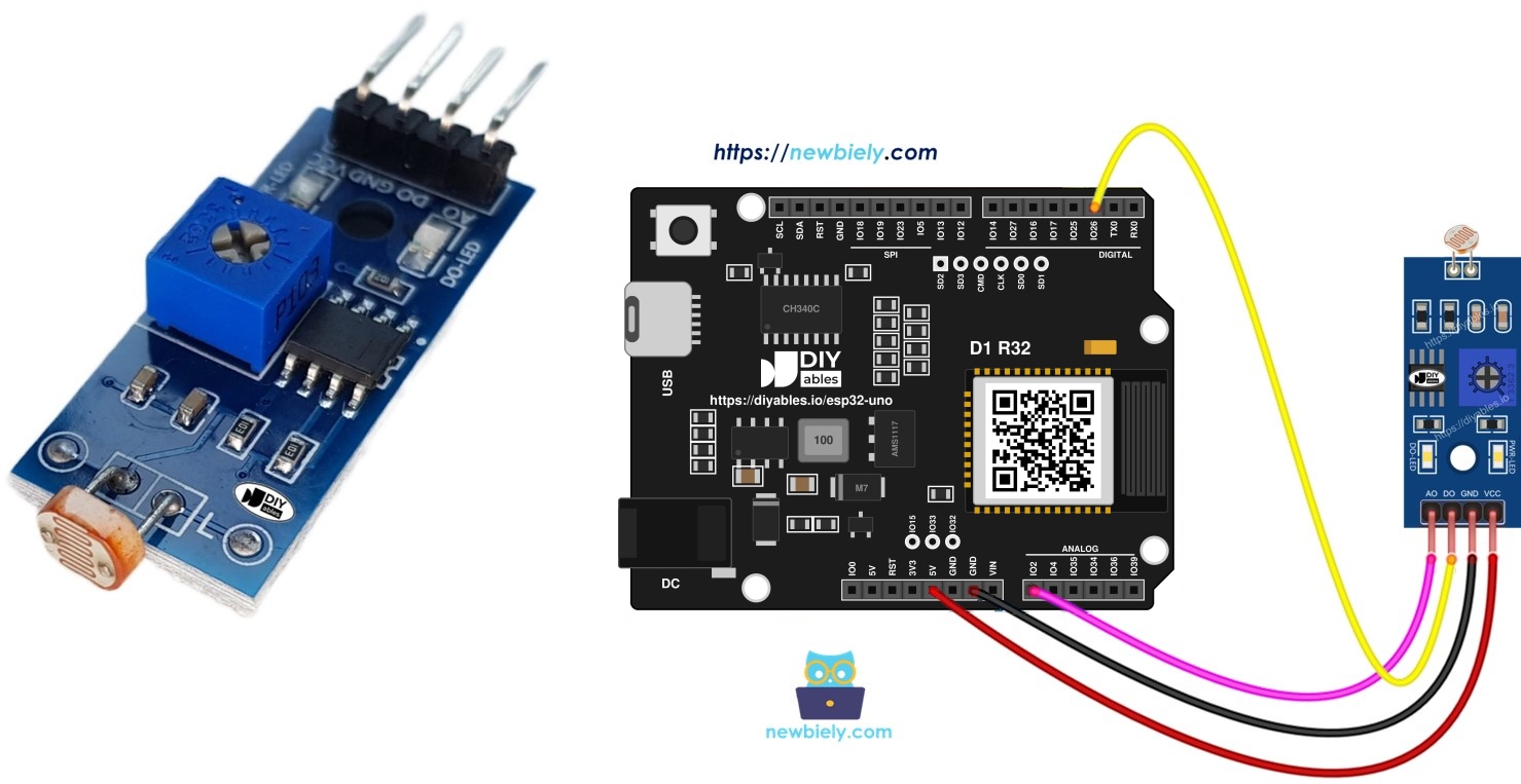 ESP32 Uno LDR module