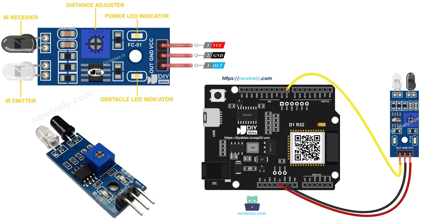 ESP32 Uno OBSTACLE AVOIDANCE SENSOR