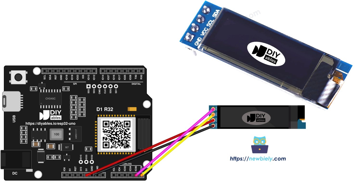 ESP32 Uno 128x32 OLED