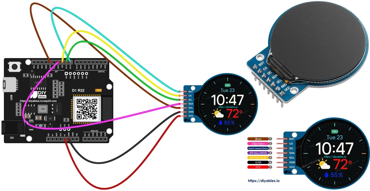 ESP32 Uno round TFT LCD display