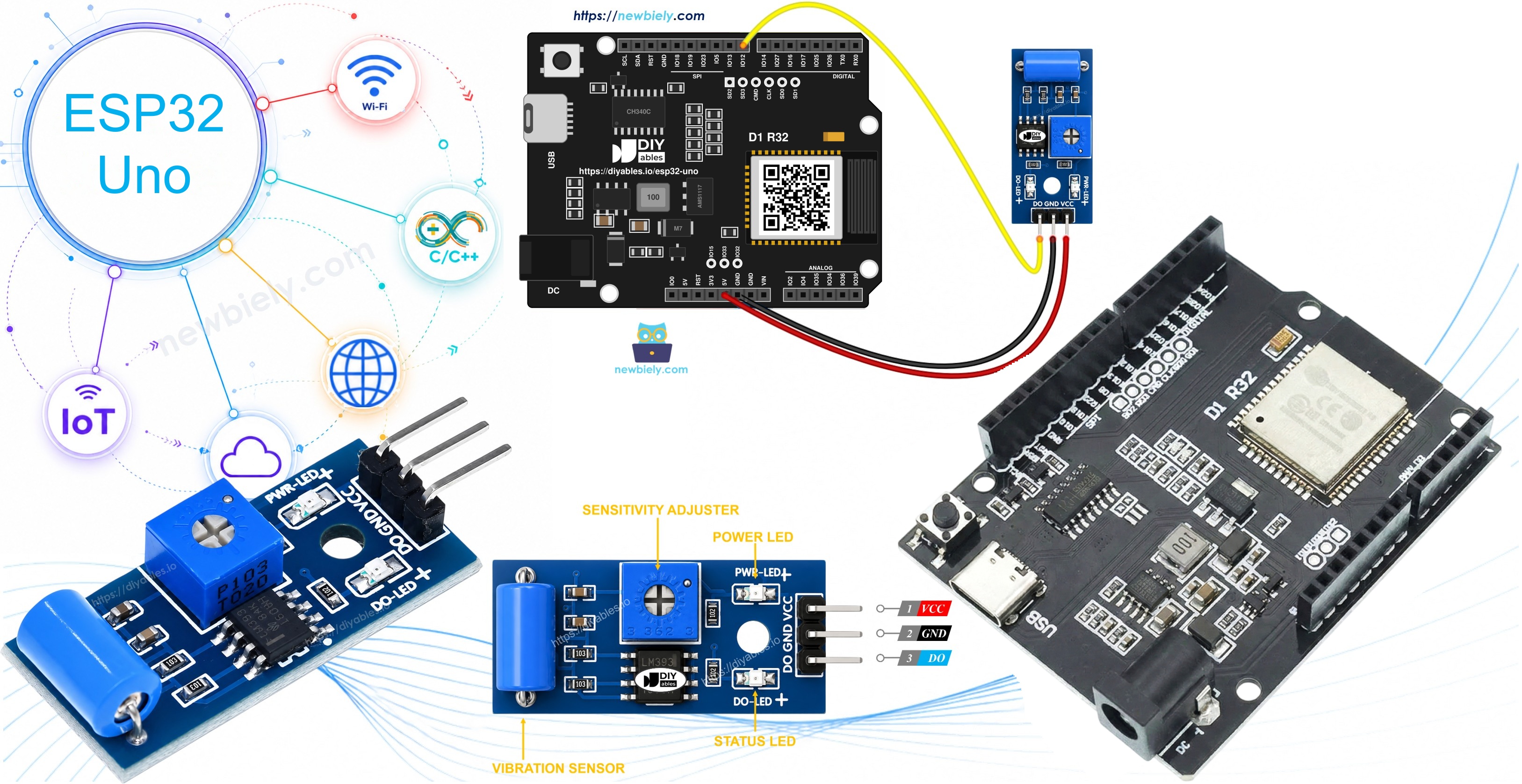 ESP32 Uno SW-420 VIBRATION SENSOR