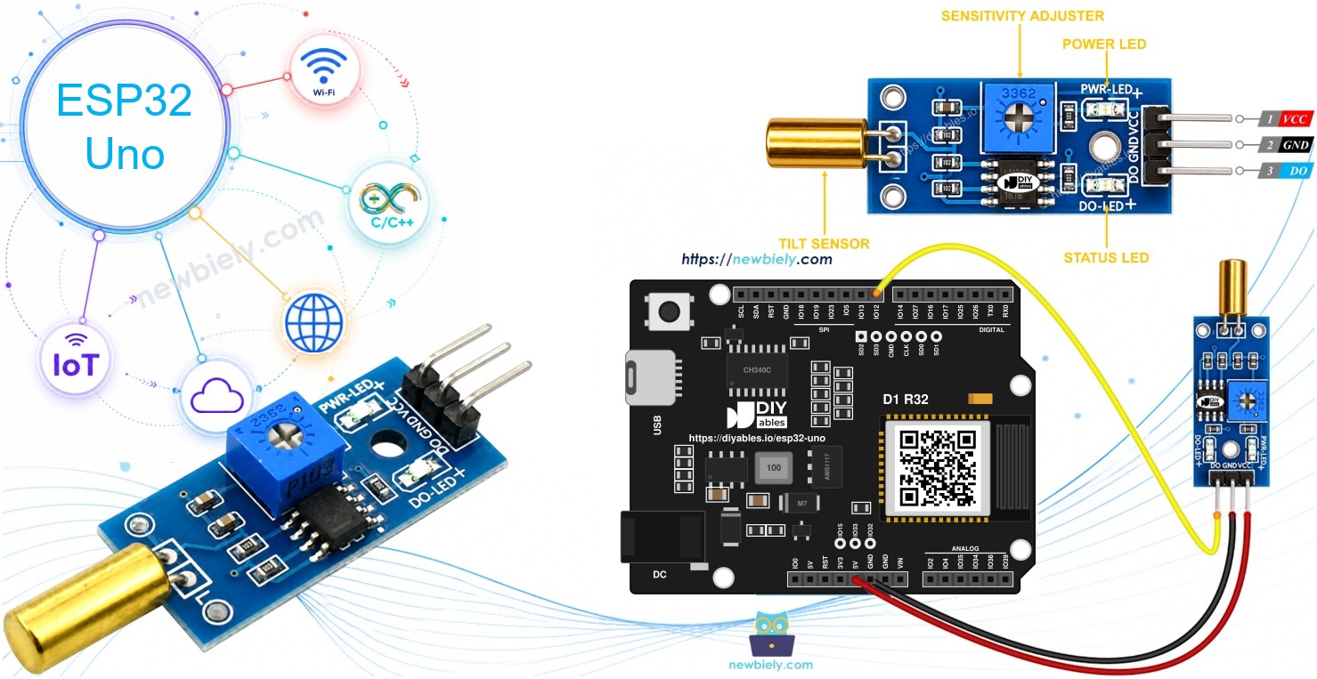 ESP32 Uno SW520D TILT SENSOR
