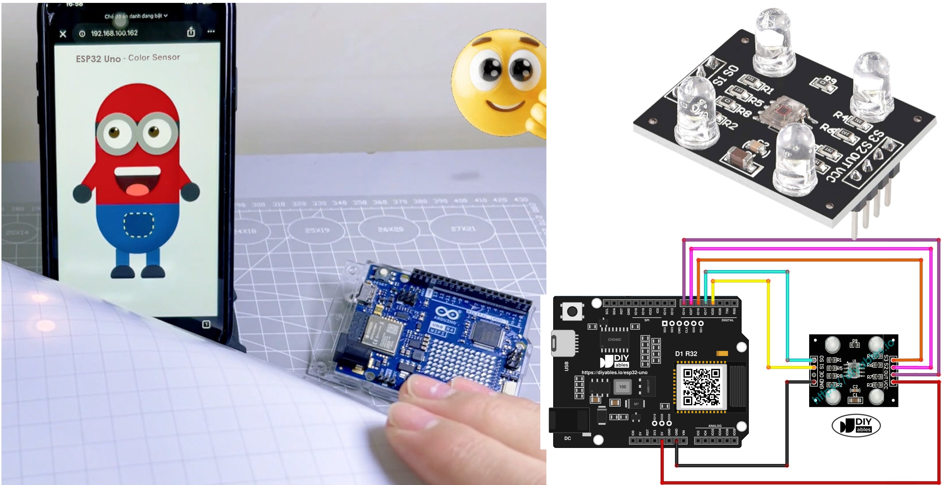 ESP32 Uno color sensor via web