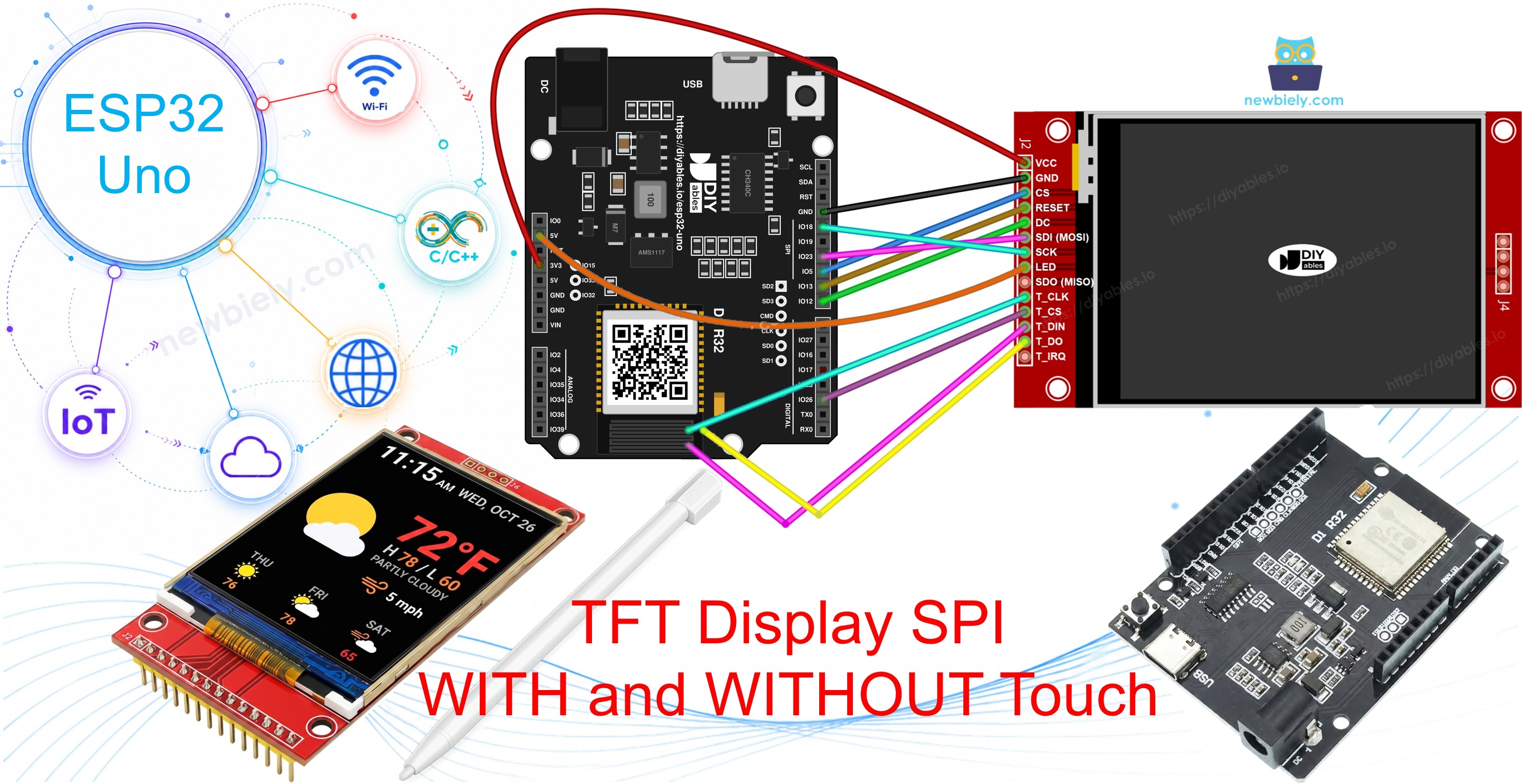 ESP32 Uno TFT LCD touch display