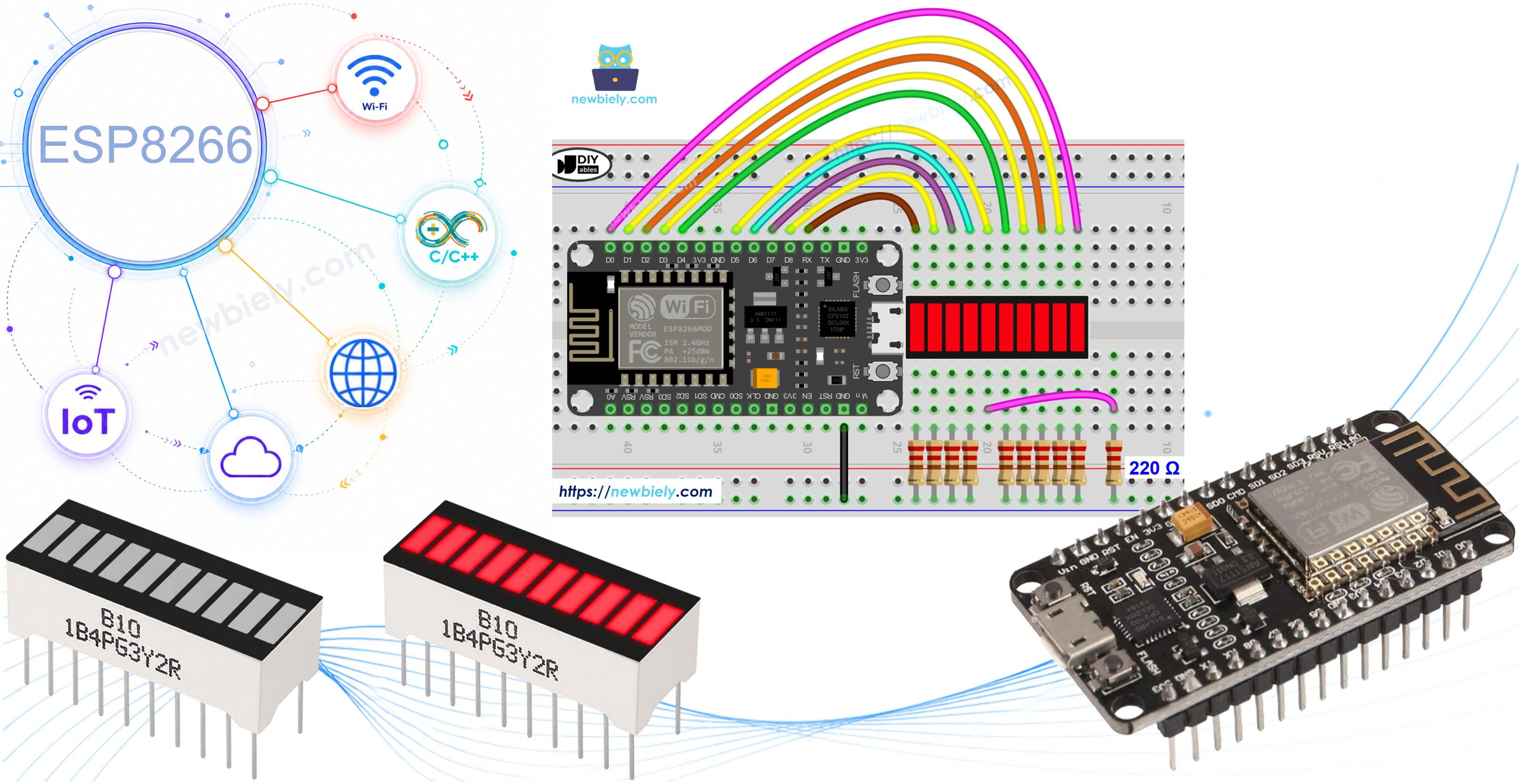 ESP8266 NodeMCU NodeMCU and 10 Segment LED Bar Graph