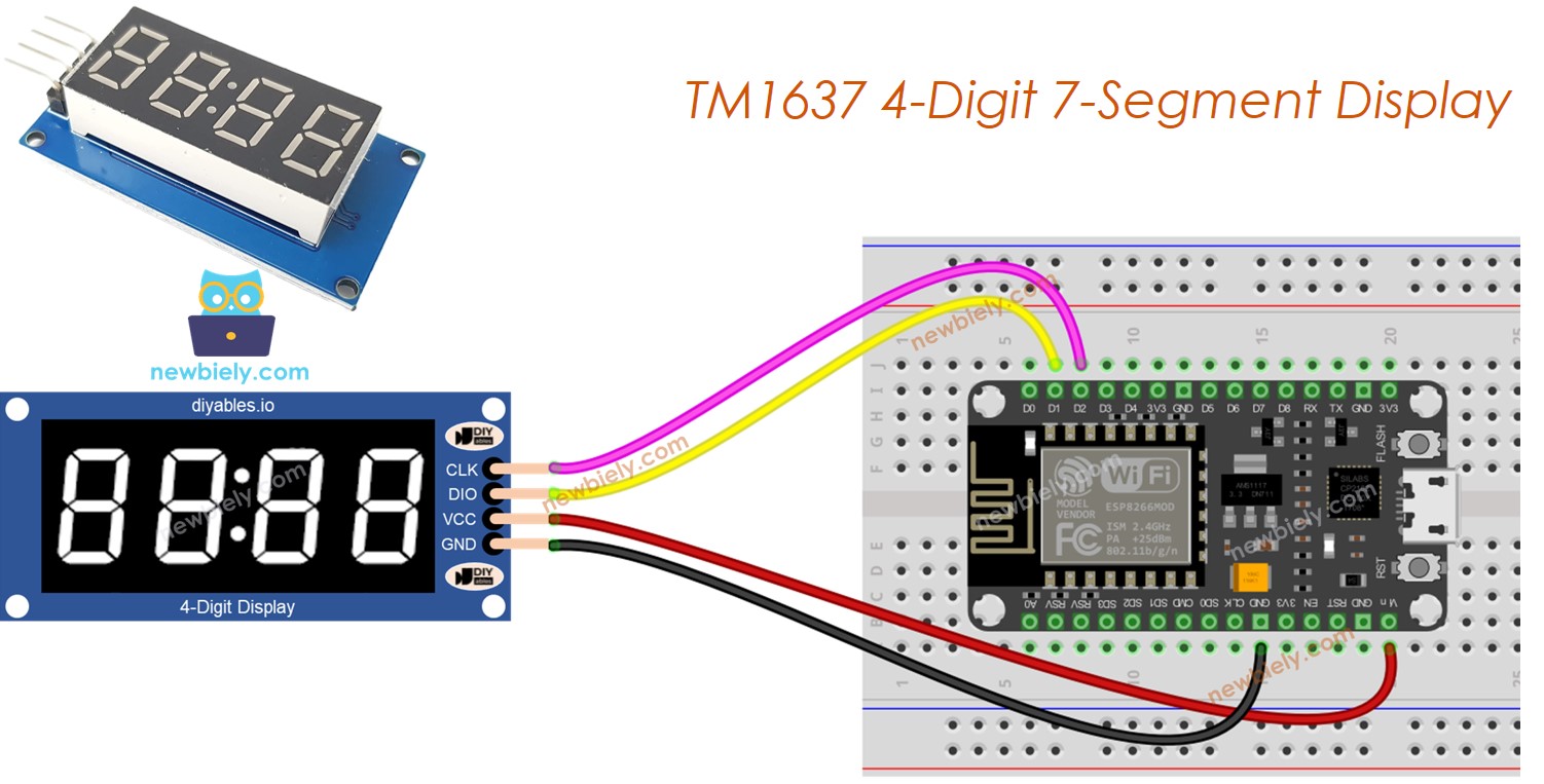 ESP8266 NodeMCU TM1637 4-digit 7-segment display